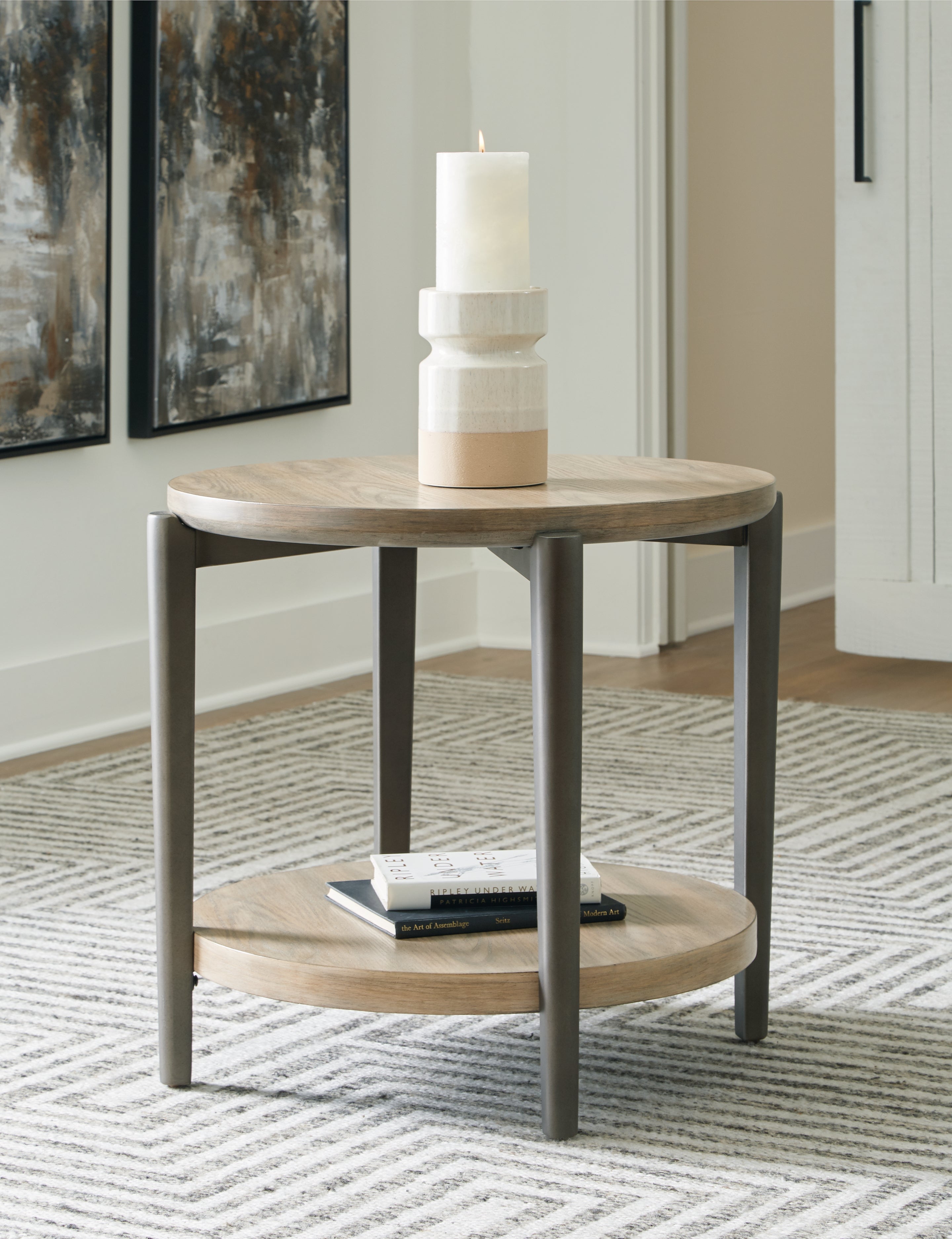 Elite Furniture Outlet - Ashley Furniture - Dyonton End Table - Round End Table / Light Grayish Brown - T574-6
