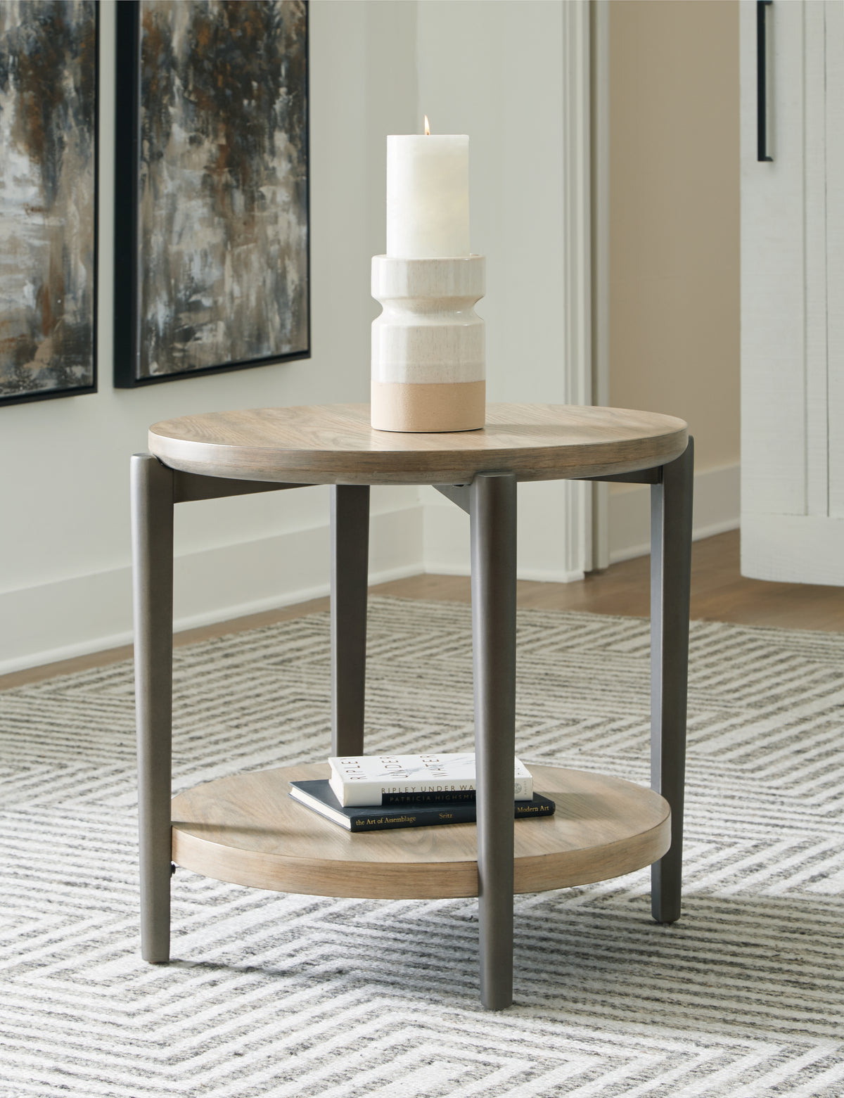 Elite Furniture Outlet - Ashley Furniture - Dyonton End Table - Round End Table / Light Grayish Brown - T574-6
