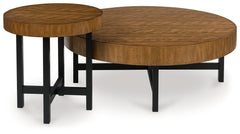 Elite Furniture Outlet - Ashley Furniture - Steenlage Table (Set of 2) - Occasional Table Set (Set of 2) / Brown/Black - T575-12