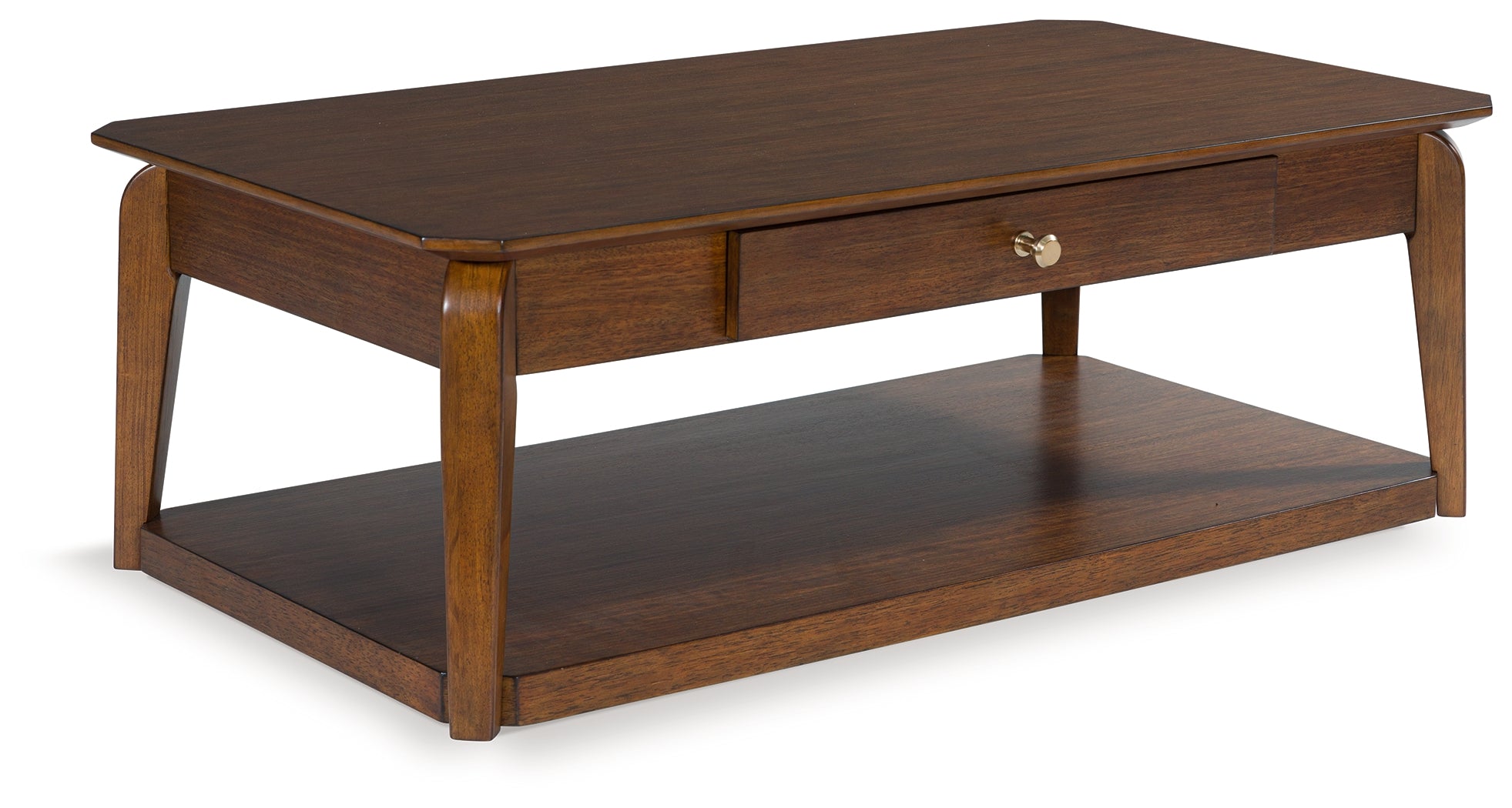 Elite Furniture Outlet - Ashley Furniture - Trenmour Coffee Table - Rectangular Cocktail Table / Medium Brown - T596-1