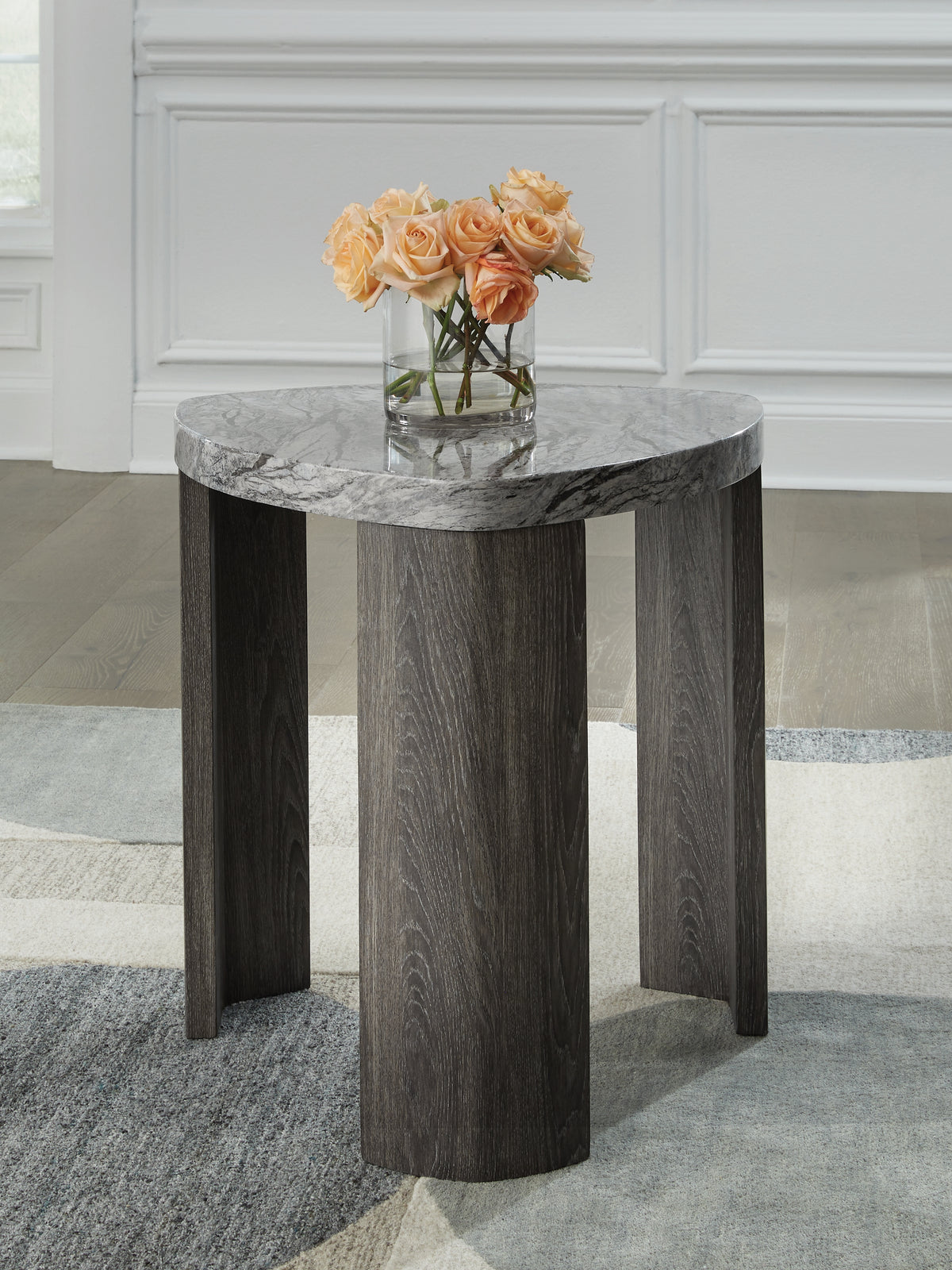 Elite Furniture Outlet - Ashley Furniture - Surmour End Table - Triangle End Table / Gray/Brown - T600-6