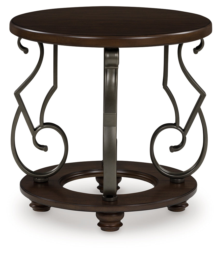 Elite Furniture Outlet - Ashley Furniture - Frallyn End Table - Round End Table / Dark Brown - T623-6