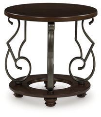 Elite Furniture Outlet - Ashley Furniture - Frallyn End Table - Round End Table / Dark Brown - T623-6