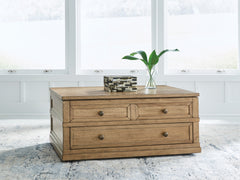 Elite Furniture Outlet - Ashley Furniture - Sharlance Lift-Top Coffee Table - Lift Top Cocktail Table / Light Brown - T655-9