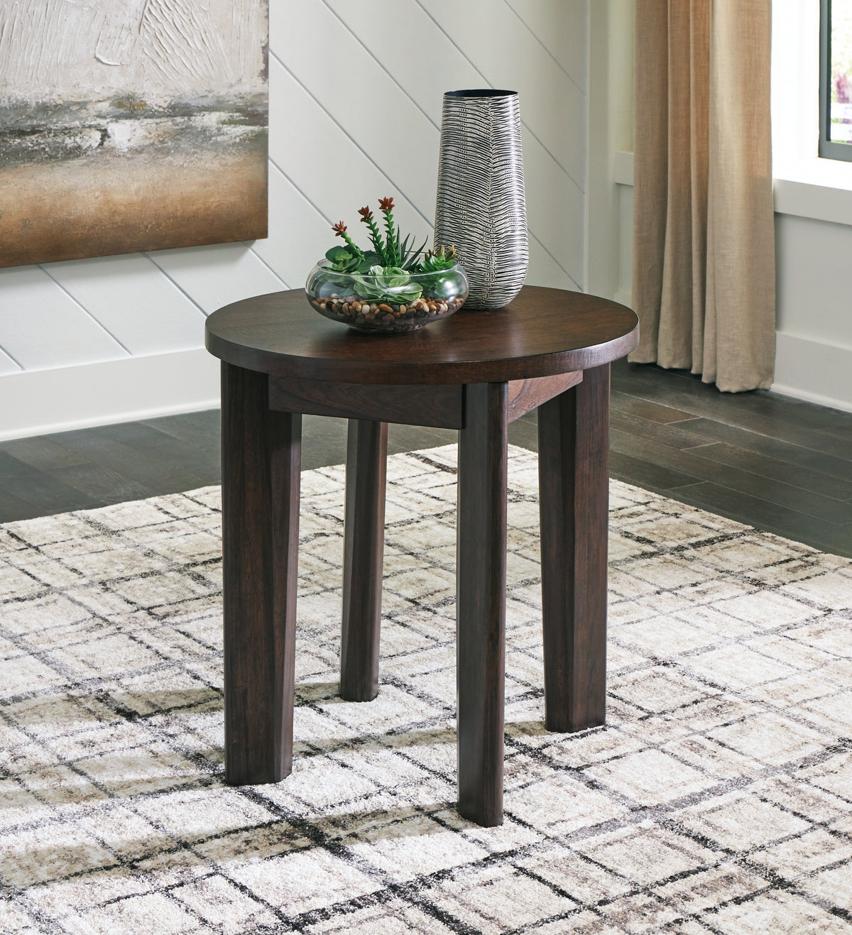 Elite Furniture Outlet - Ashley Furniture - Korestone 2 End Table - Round End Table / Dark Brown - T657-6