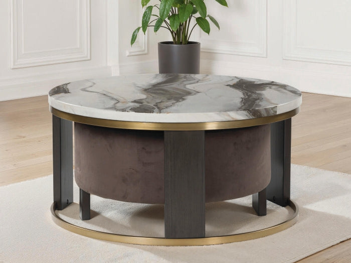 Elite Furniture Outlet - Ashley Furniture - Jazmore Nesting Coffee Table (Set of 2) - Nesting Cocktail Tables (Set of 2) / Brown/Brass Finish - T671-22