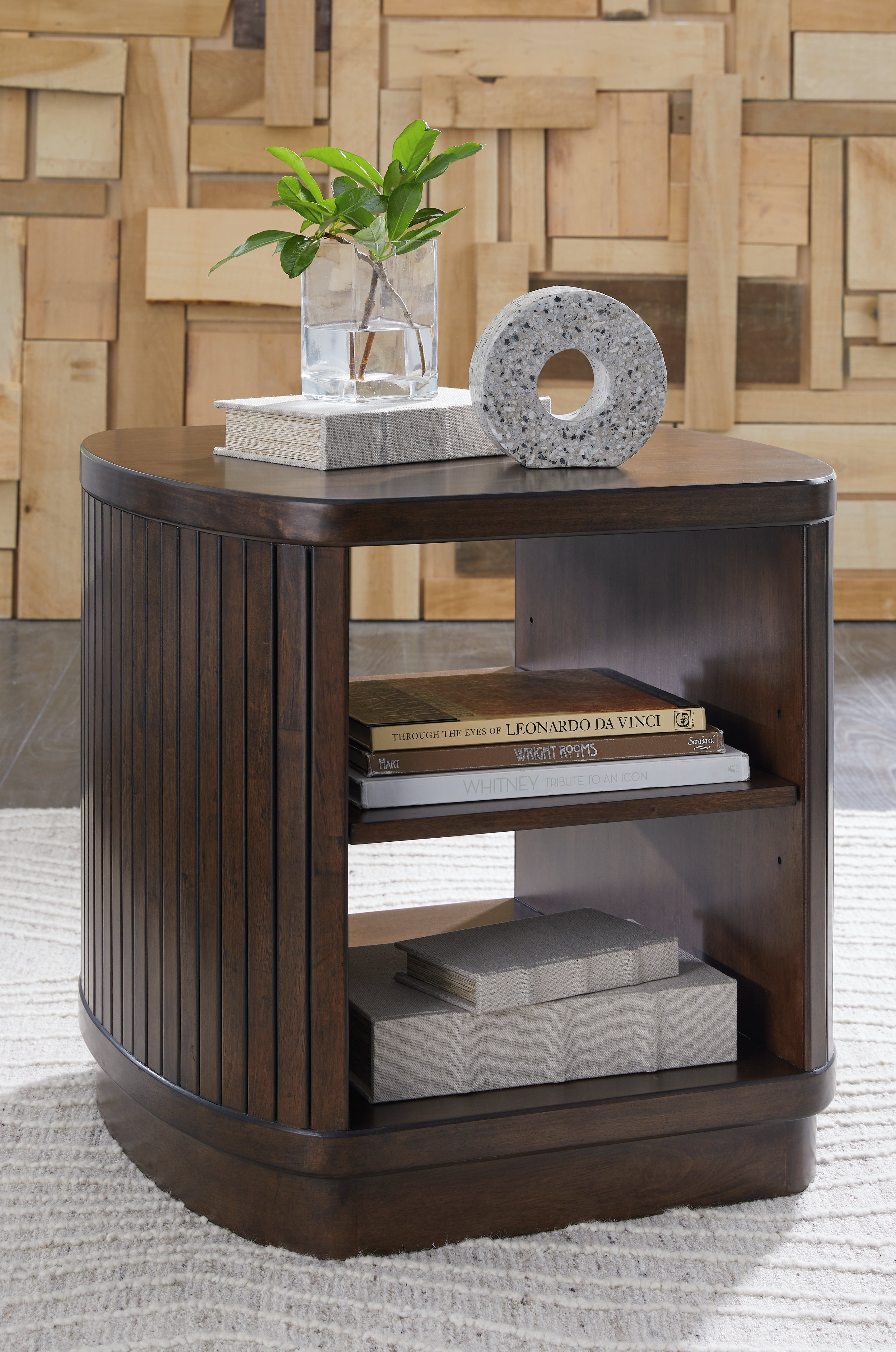 Elite Furniture Outlet - Ashley Furniture - Korestone End Table - Square End Table / Dark Brown - T679-2