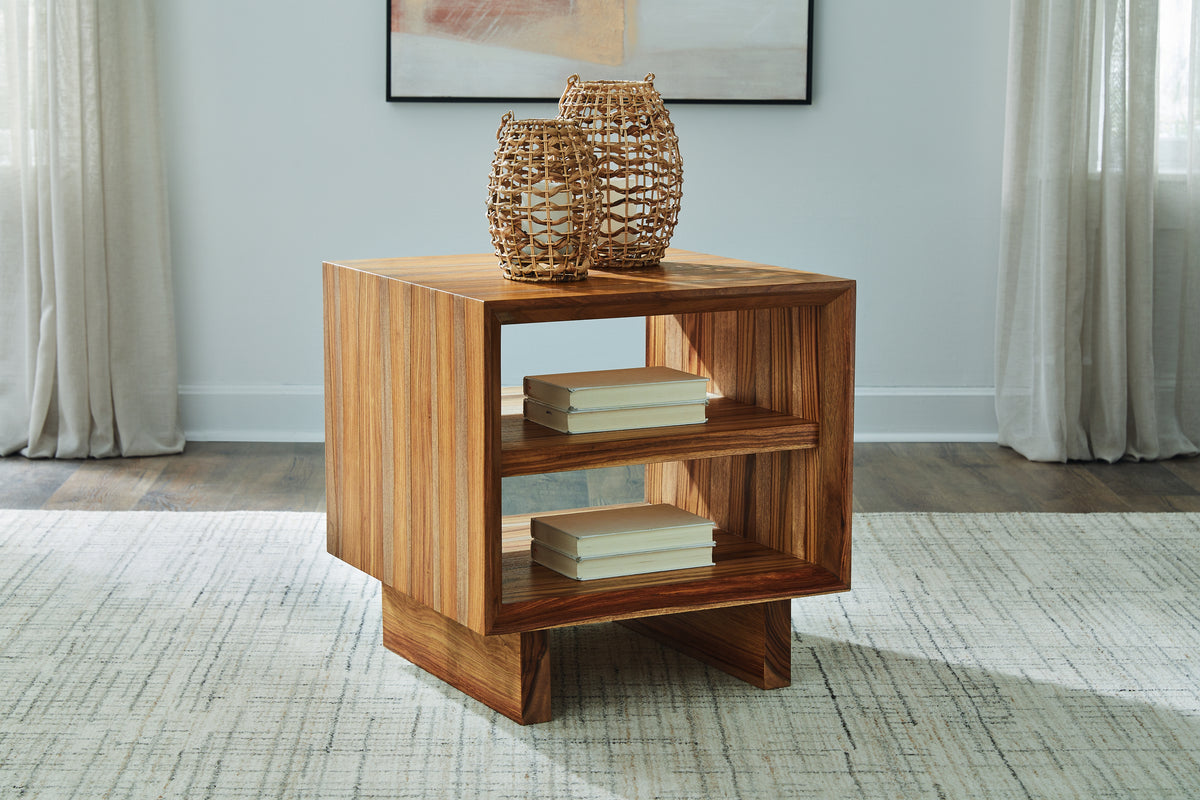Elite Furniture Outlet - Ashley Furniture - Dressonni End Table - Square End Table / Brown - T690-2