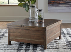 Elite Furniture Outlet - Ashley Furniture - Moriville Lift-Top Coffee Table - Lift Top Cocktail Table / Grayish Brown - T731-9