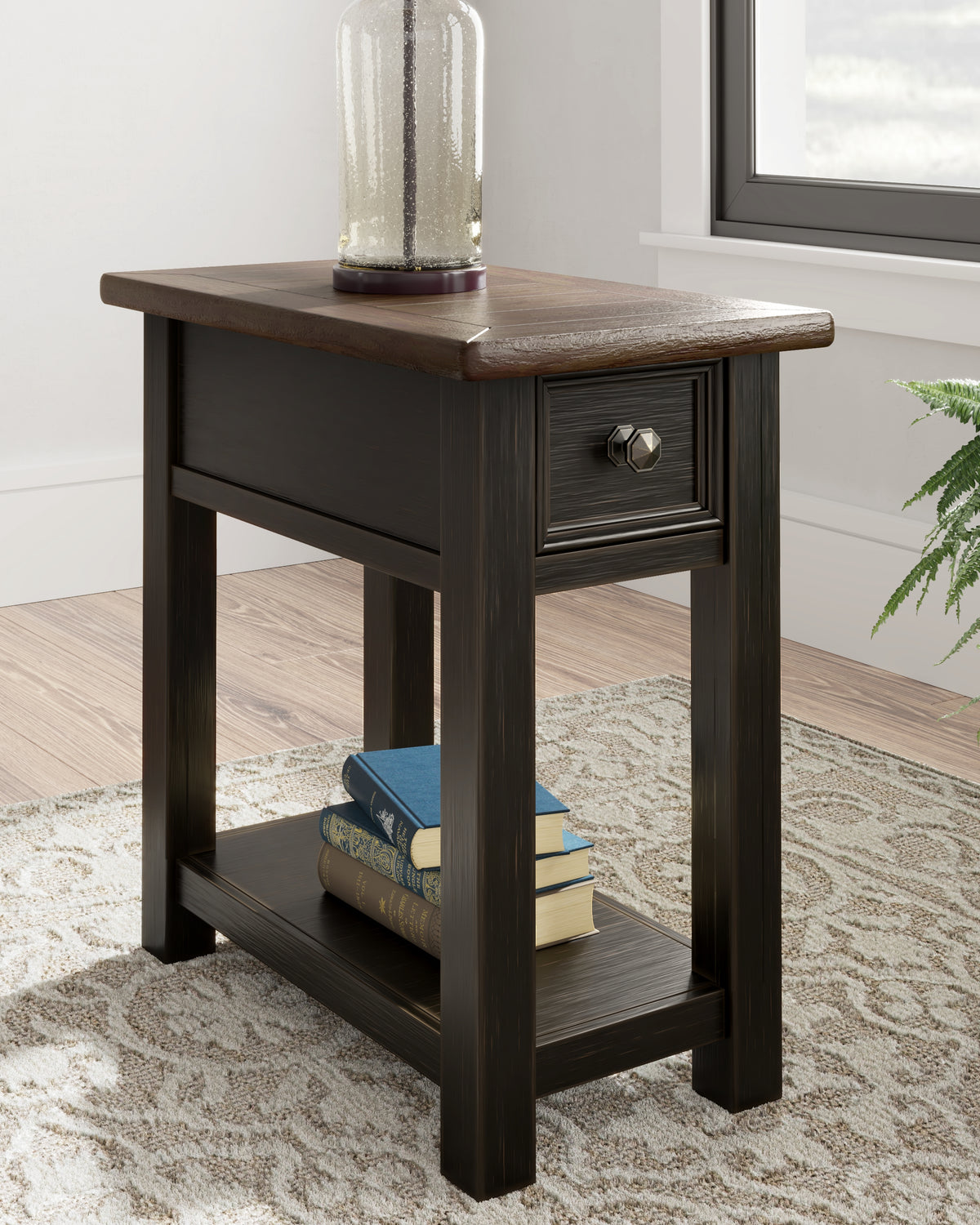 Elite Furniture Outlet - Ashley Furniture - Tyler Creek Chairside End Table - Chair Side End Table / Grayish Brown/Black - T736-107