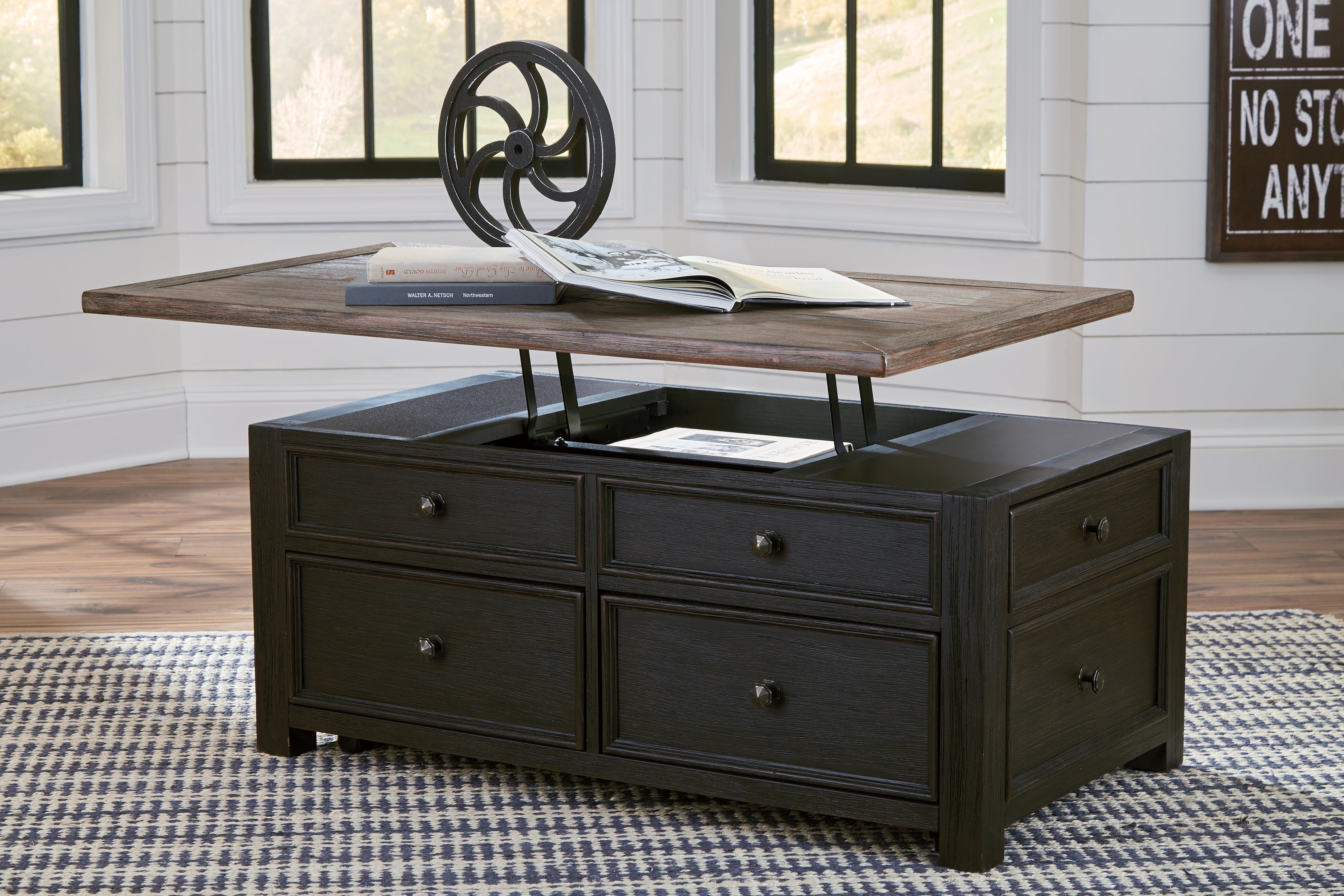 Elite Furniture Outlet - Ashley Furniture - Tyler Creek Coffee Table with Lift Top - Lift Top Cocktail Table / Grayish Brown/Black - T736-20
