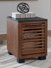 Elite Furniture Outlet - Ashley Furniture - Kallari Chairside End Table - Chair Side End Table / Warm Brown/Black - T737-7