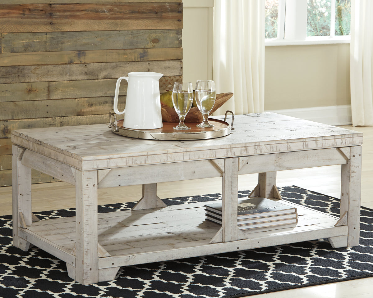 Elite Furniture Outlet - Ashley Furniture - Fregine Coffee Table with Lift Top - Lift Top Cocktail Table / Whitewash - T755-9