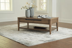 Elite Furniture Outlet - Ashley Furniture - Roanhowe Coffee Table - Rectangular Cocktail Table / Brown - T769-1