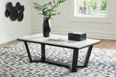Elite Furniture Outlet - Ashley Furniture - Fostead Coffee Table - Rectangular Cocktail Table / White/Espresso - T770-1