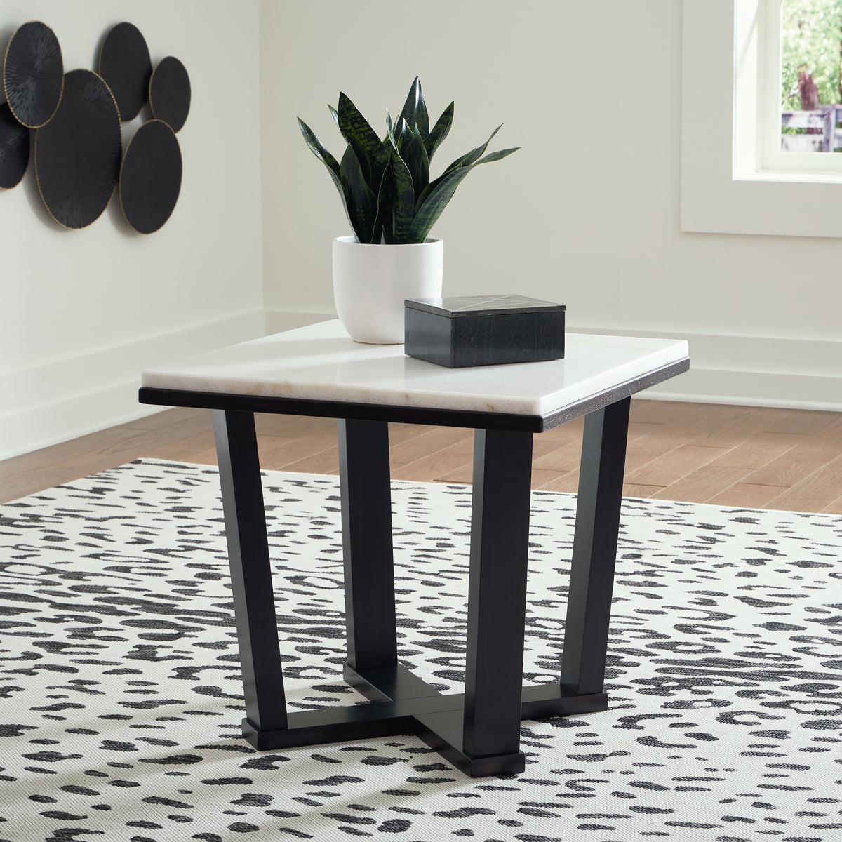 Elite Furniture Outlet - Ashley Furniture - Fostead End Table - Square End Table / White/Espresso - T770-2