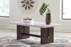 Elite Furniture Outlet - Ashley Furniture - Burkhaus Coffee Table - Rectangular Cocktail Table / White/Dark Brown - T779-1