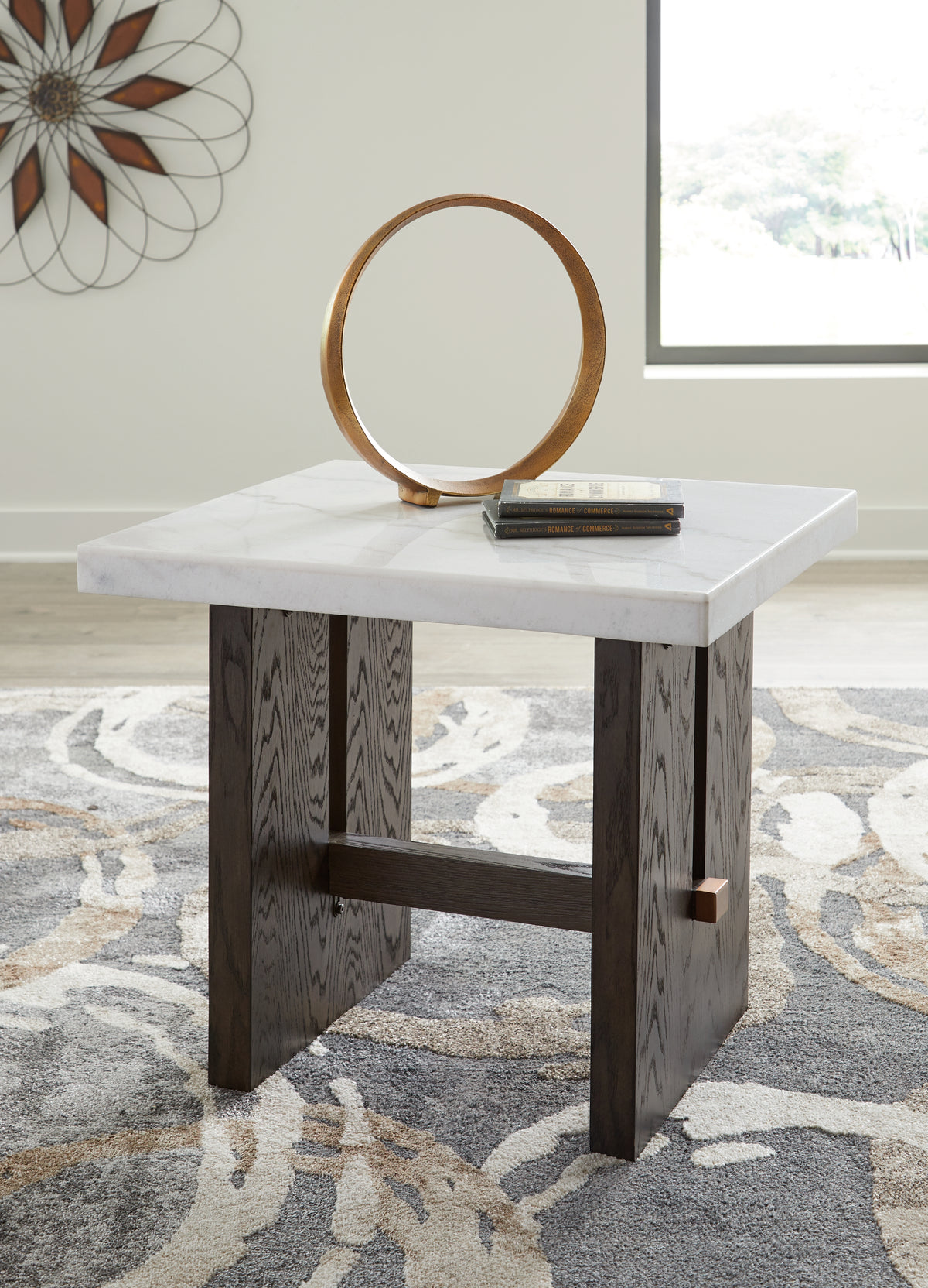 Elite Furniture Outlet - Ashley Furniture - Burkhaus End Table - Rectangular End Table / White/Dark Brown - T779-3