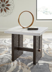 Elite Furniture Outlet - Ashley Furniture - Burkhaus End Table - Rectangular End Table / White/Dark Brown - T779-3