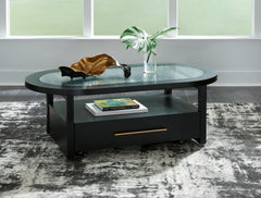 Elite Furniture Outlet - Ashley Furniture - Winbardi Coffee Table - Oval Cocktail Table / Black - T786-0