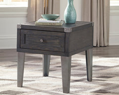 Elite Furniture Outlet - Ashley Furniture - Todoe End Table with USB Ports & Outlets - Rectangular End Table / Dark Gray - T901-3