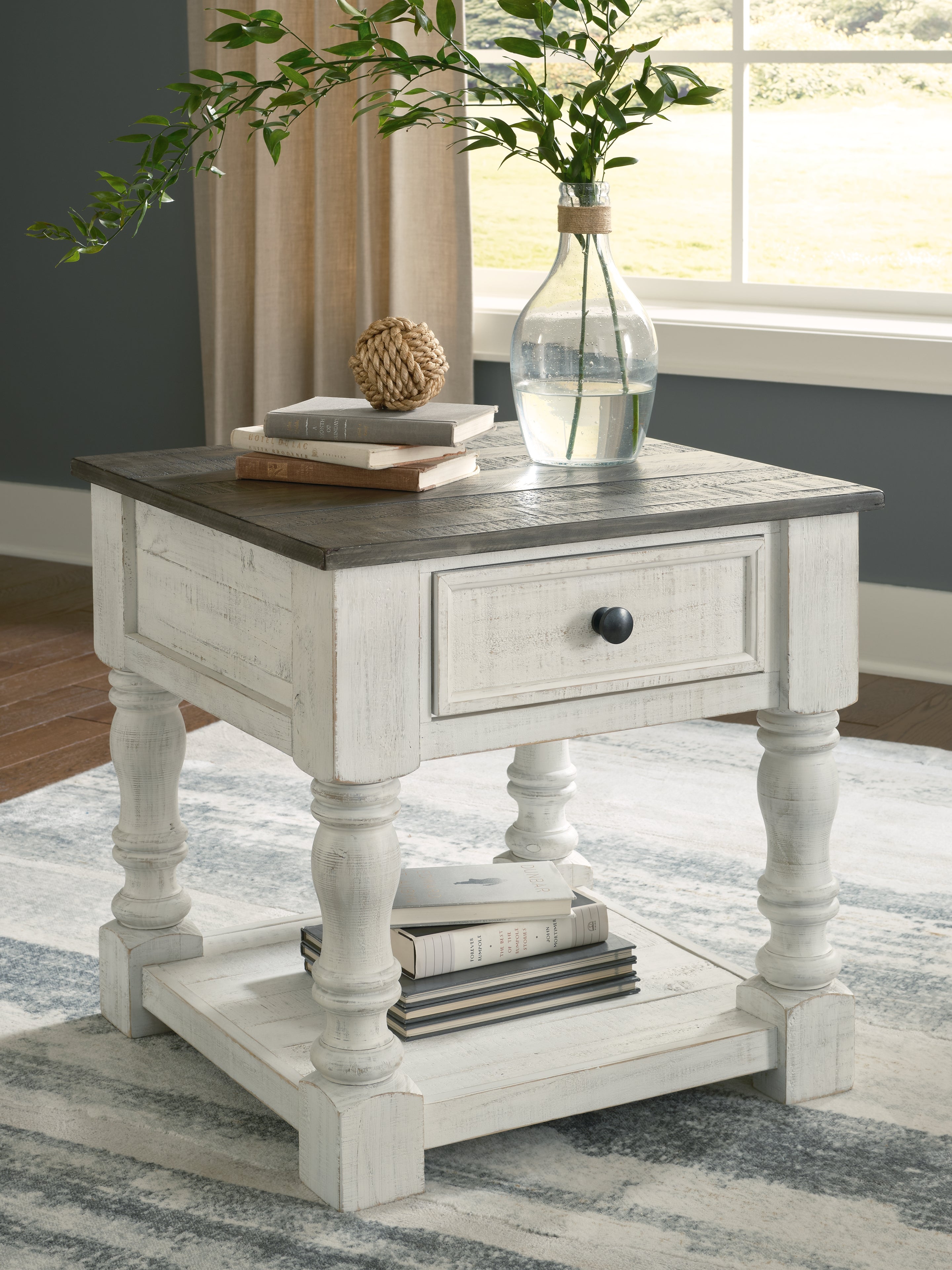 Elite Furniture Outlet - Ashley Furniture - Havalance End Table - Square End Table / White/Gray - T994-2