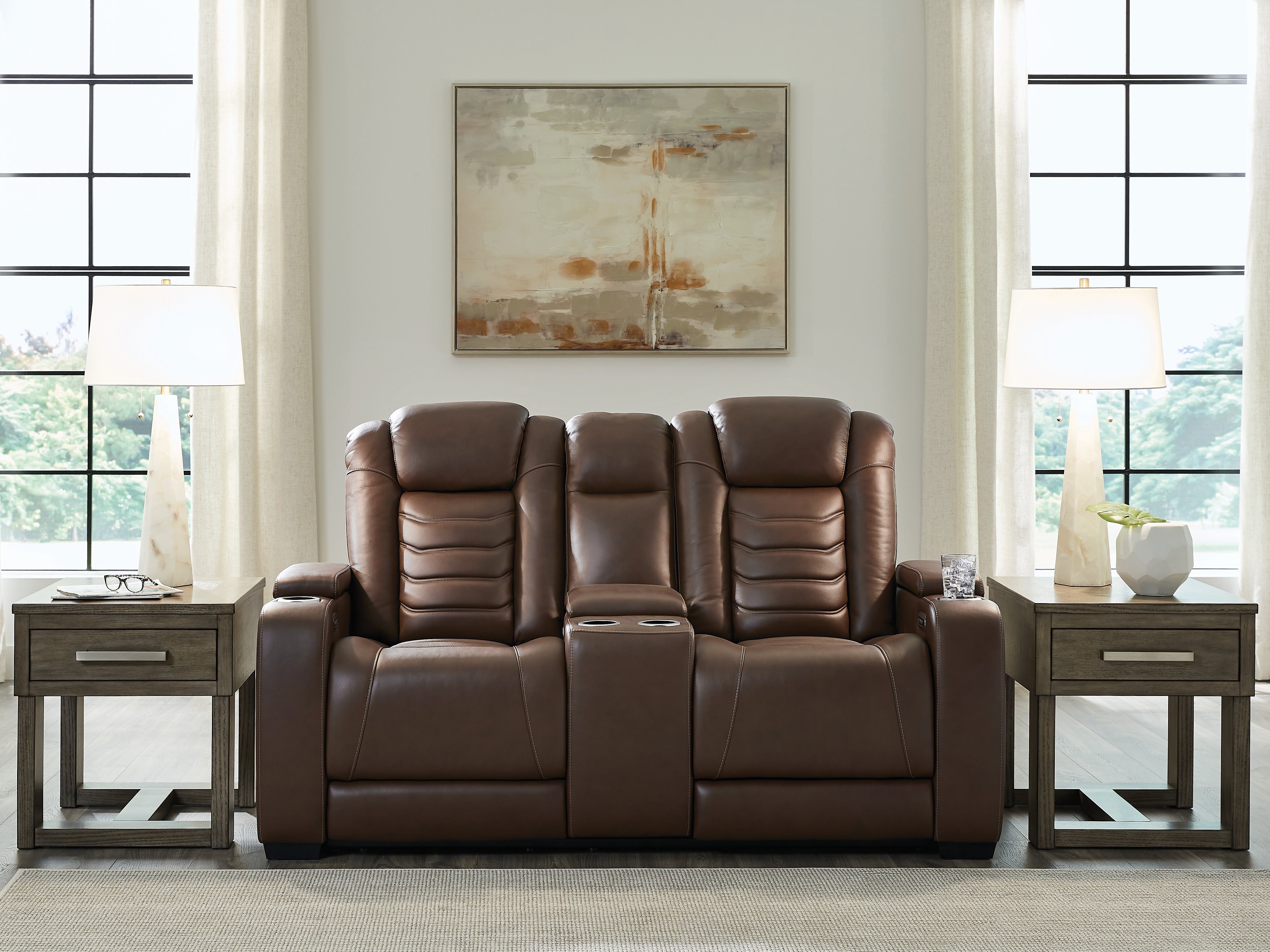 Elite Furniture Outlet - Ashley Furniture - High Impact Living Room - PWR REC Loveseat/CON/ADJ HDRST / Tobacco - U1060118