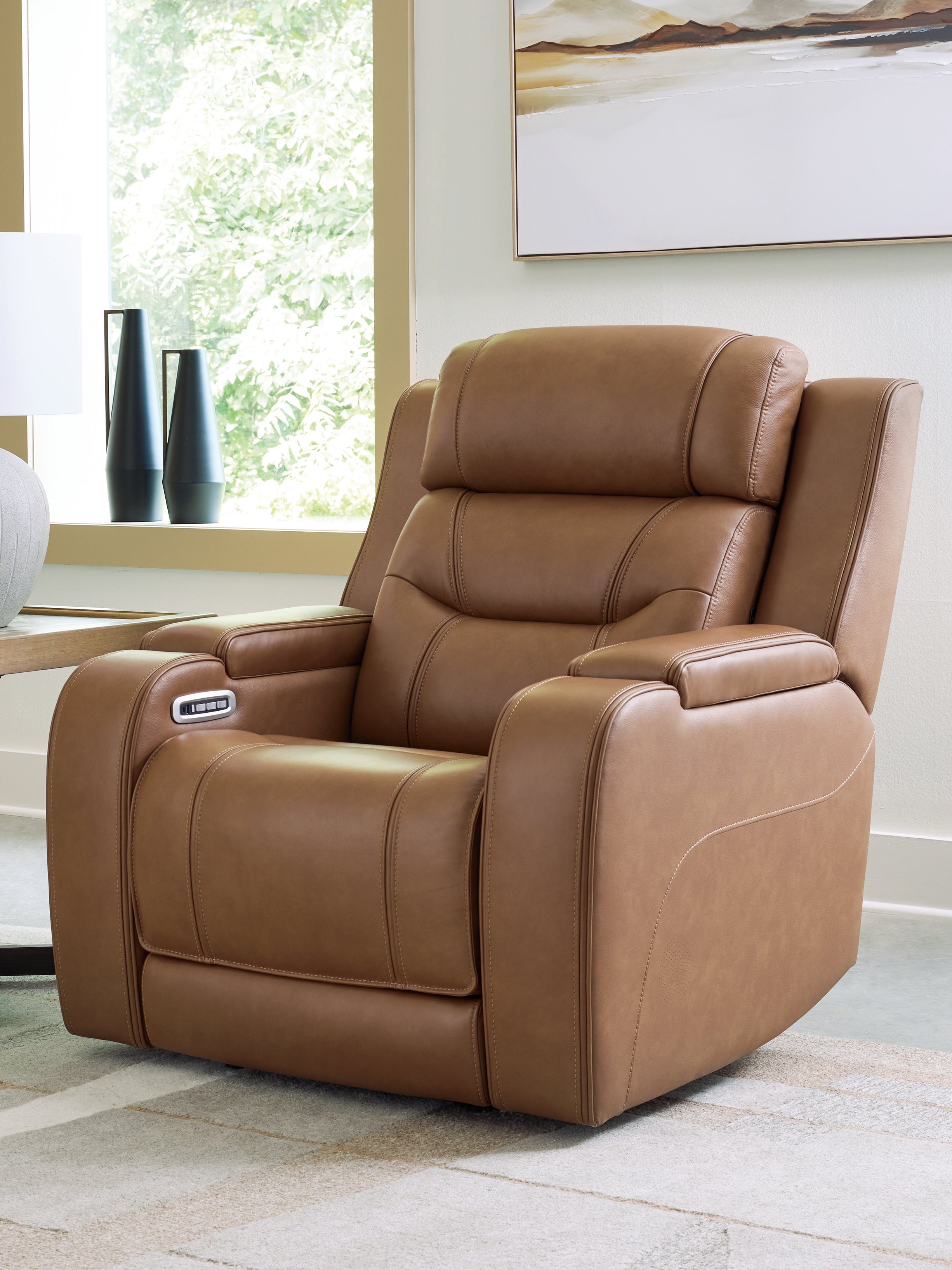 Elite Furniture Outlet - Ashley Furniture - Knightington Living Room - Power Recliner w/Audio Seating / Caramel - PCU1160013A