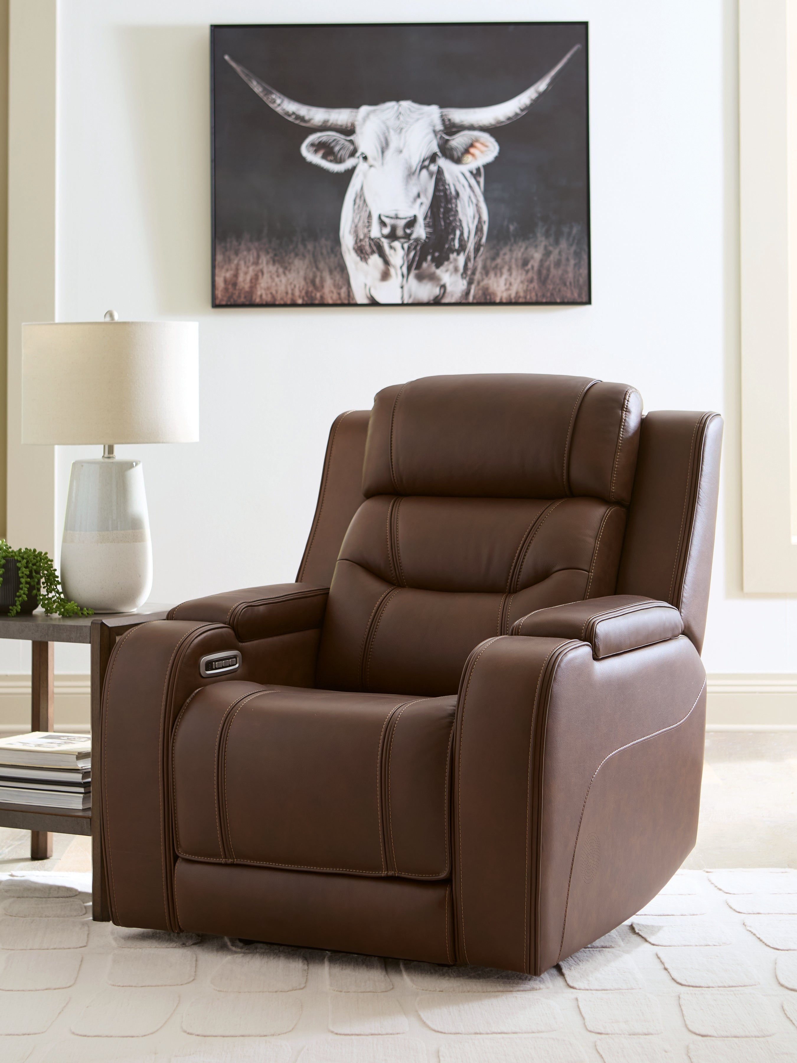 Elite Furniture Outlet - Ashley Furniture - Knightington Living Room - Power Recliner w/Audio Seating / Brown - PCU1160213A