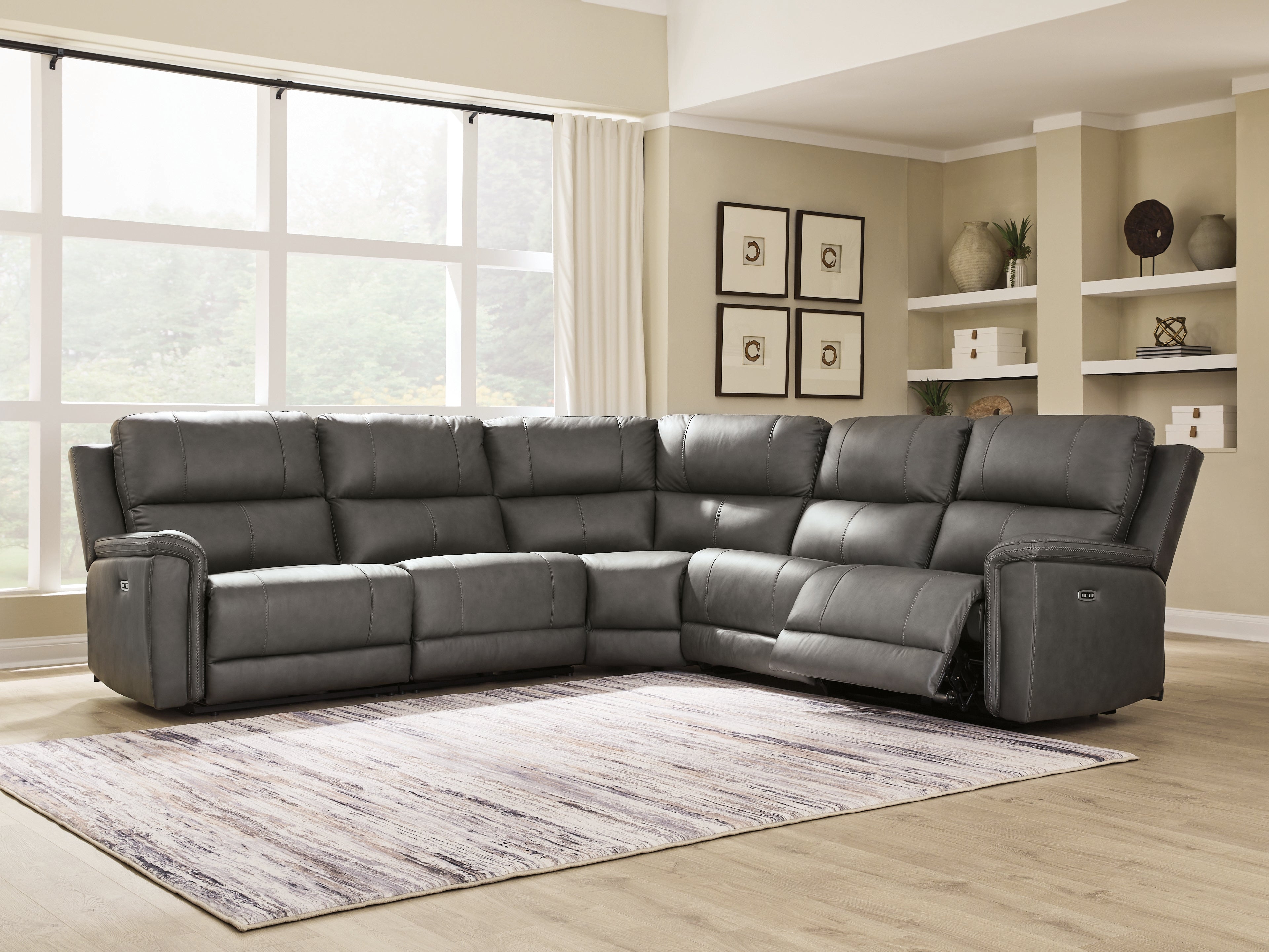 Elite Furniture Outlet - Ashley Furniture - Bleckley Sectional - 5-Piece Power Reclining Sectional / Anchor - PCU12000S4