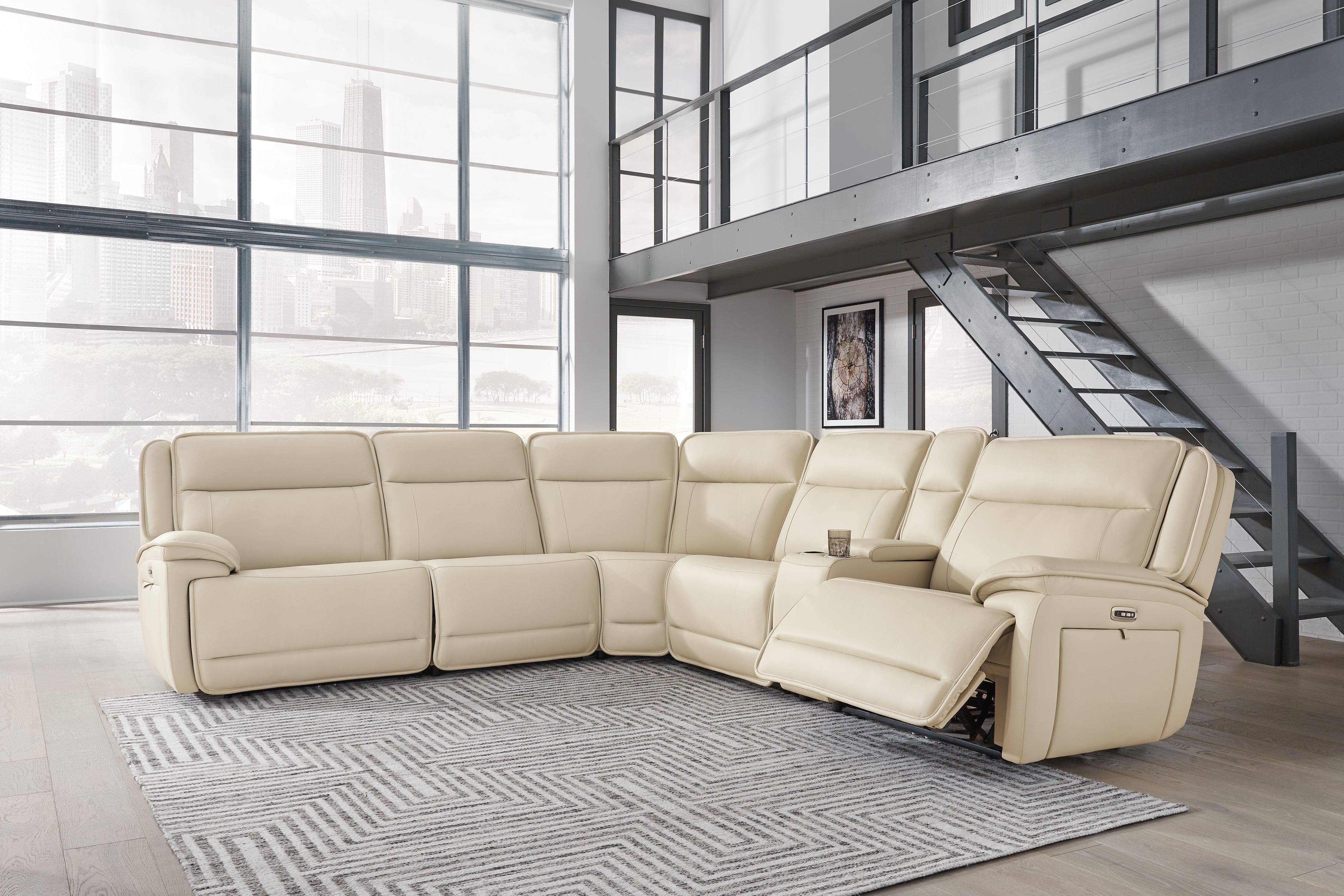 Elite Furniture Outlet - Ashley Furniture - Double Deal Sectional - 6-Piece Power Reclining Sectional / Almond - U13001S1