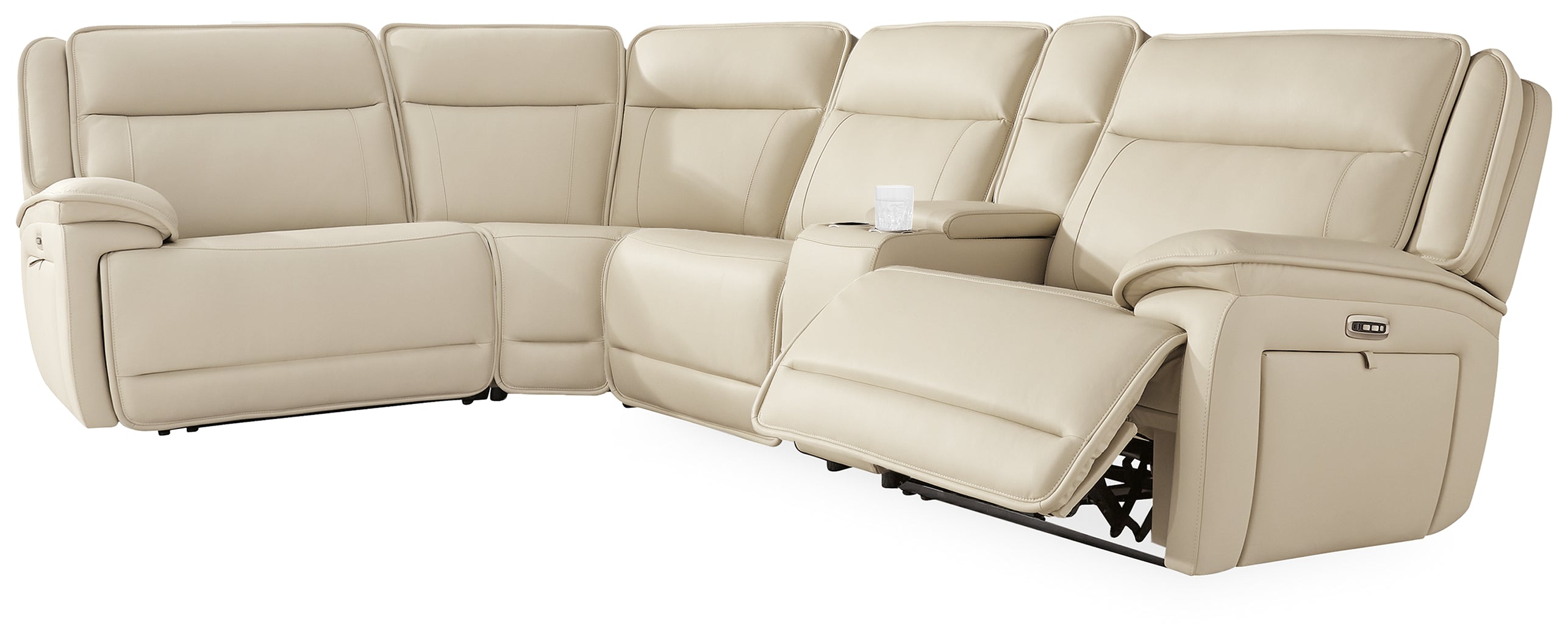 Elite Furniture Outlet - Ashley Furniture - Double Deal Sectional - 5-Piece Reclining Sectional with Console / Almond - U13001S8
