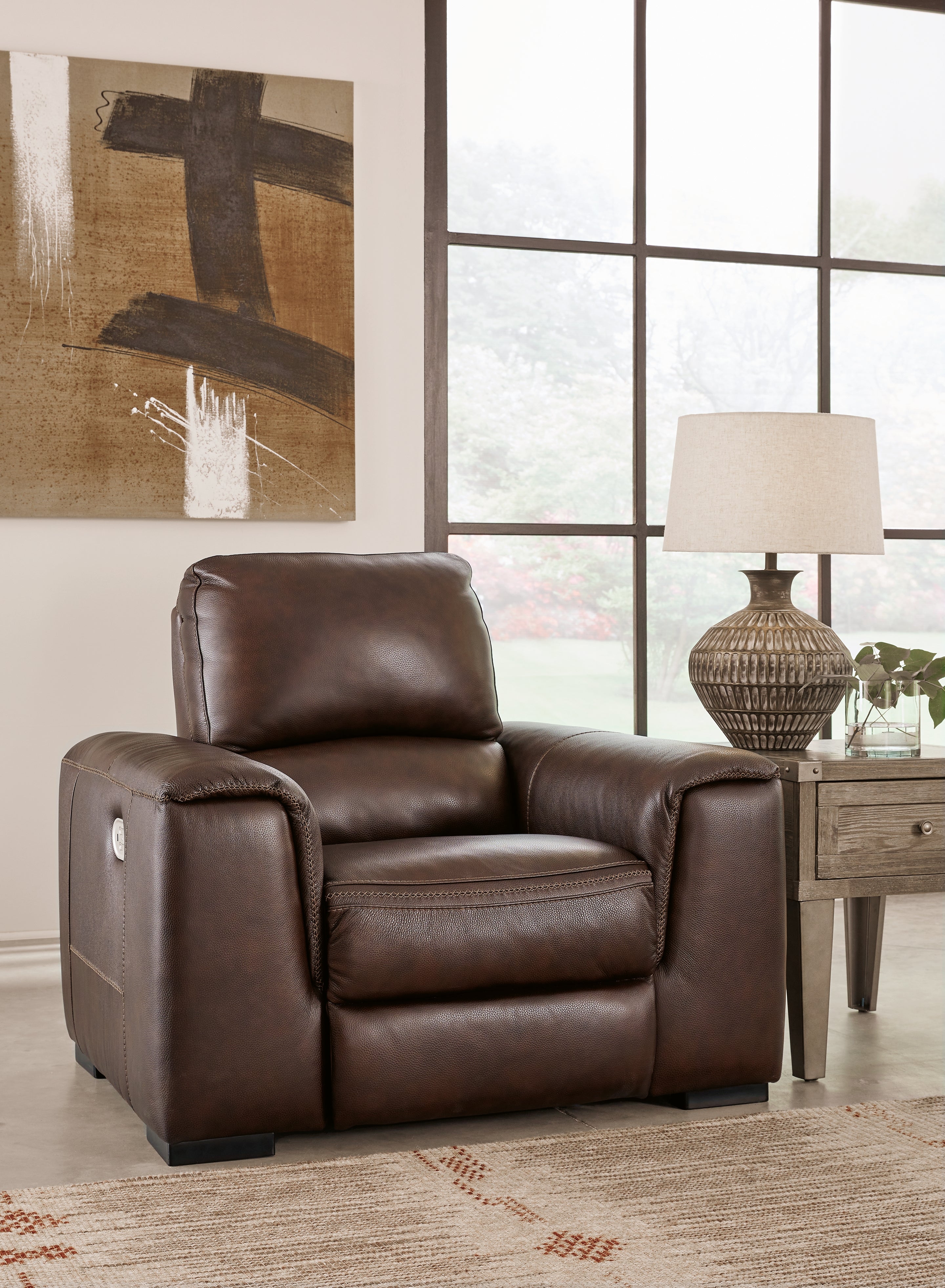 Elite Furniture Outlet - Ashley Furniture - Alessandro Living Room - PWR Recliner/ADJ Headrest / Walnut - U2550213