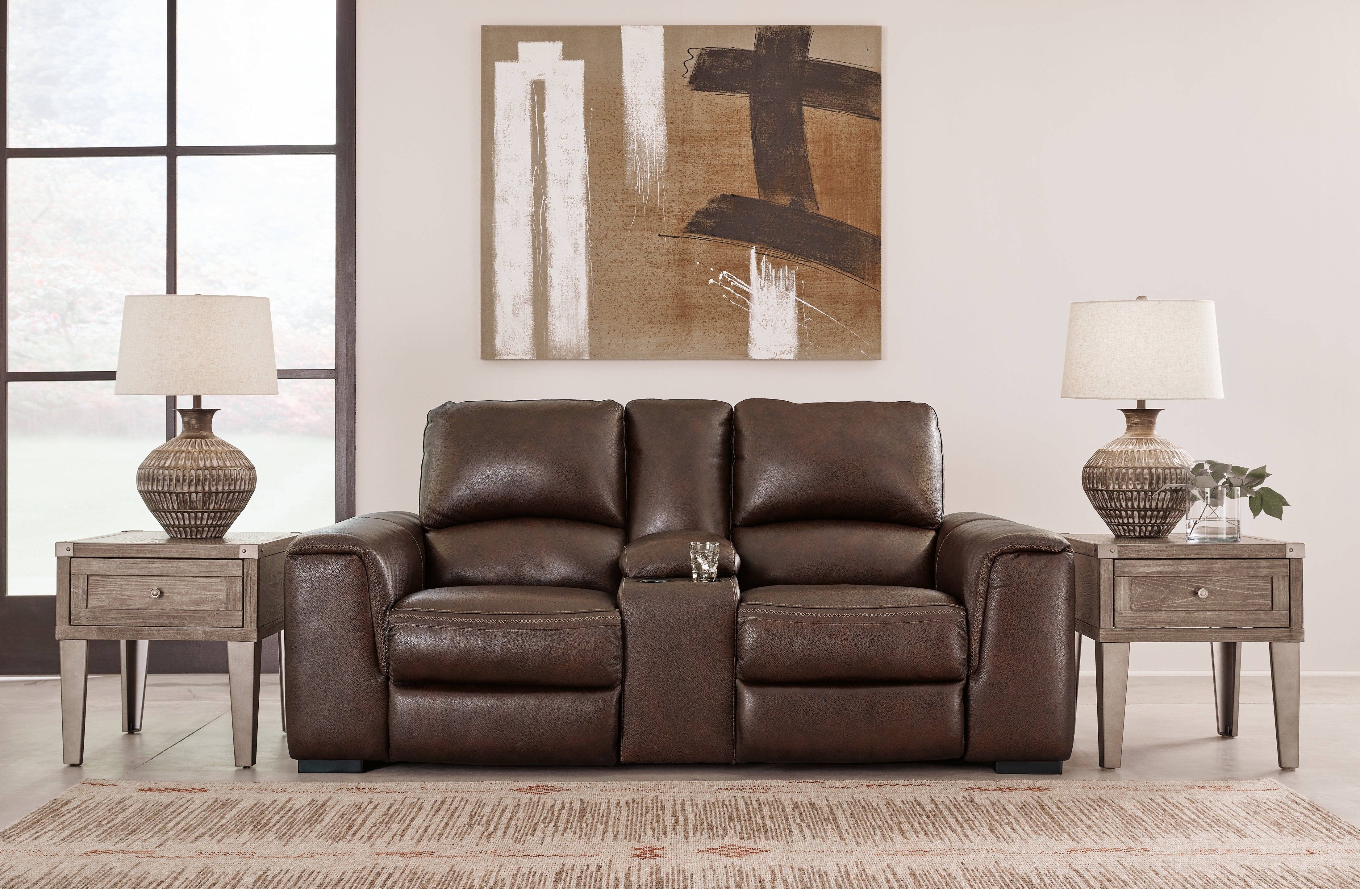 Elite Furniture Outlet - Ashley Furniture - Alessandro Living Room - PWR REC Loveseat/CON/ADJ HDRST / Walnut - U2550218