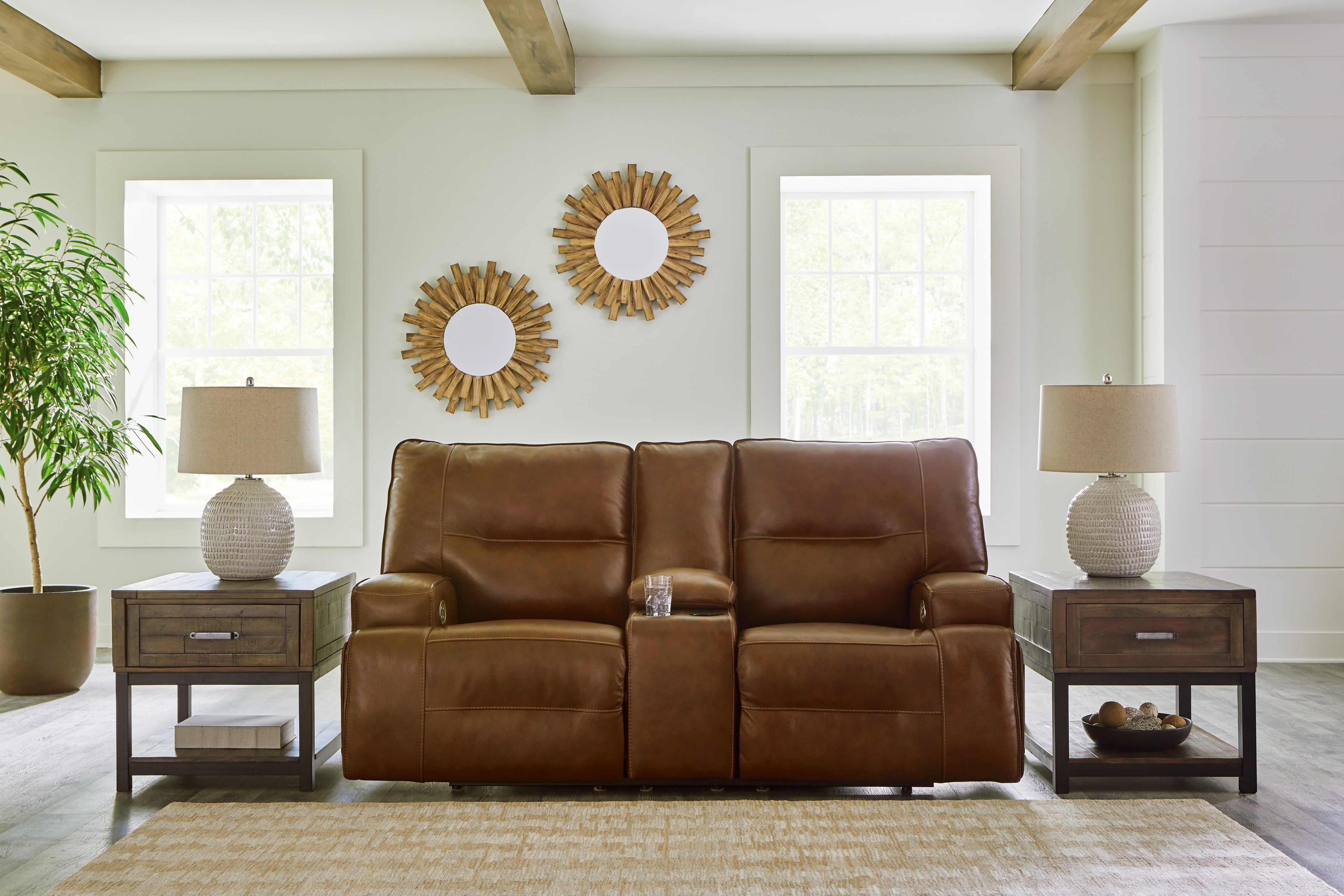 Elite Furniture Outlet - Ashley Furniture - Francesca Living Room - PWR REC Loveseat/CON/ADJ HDRST / Auburn - U2570518