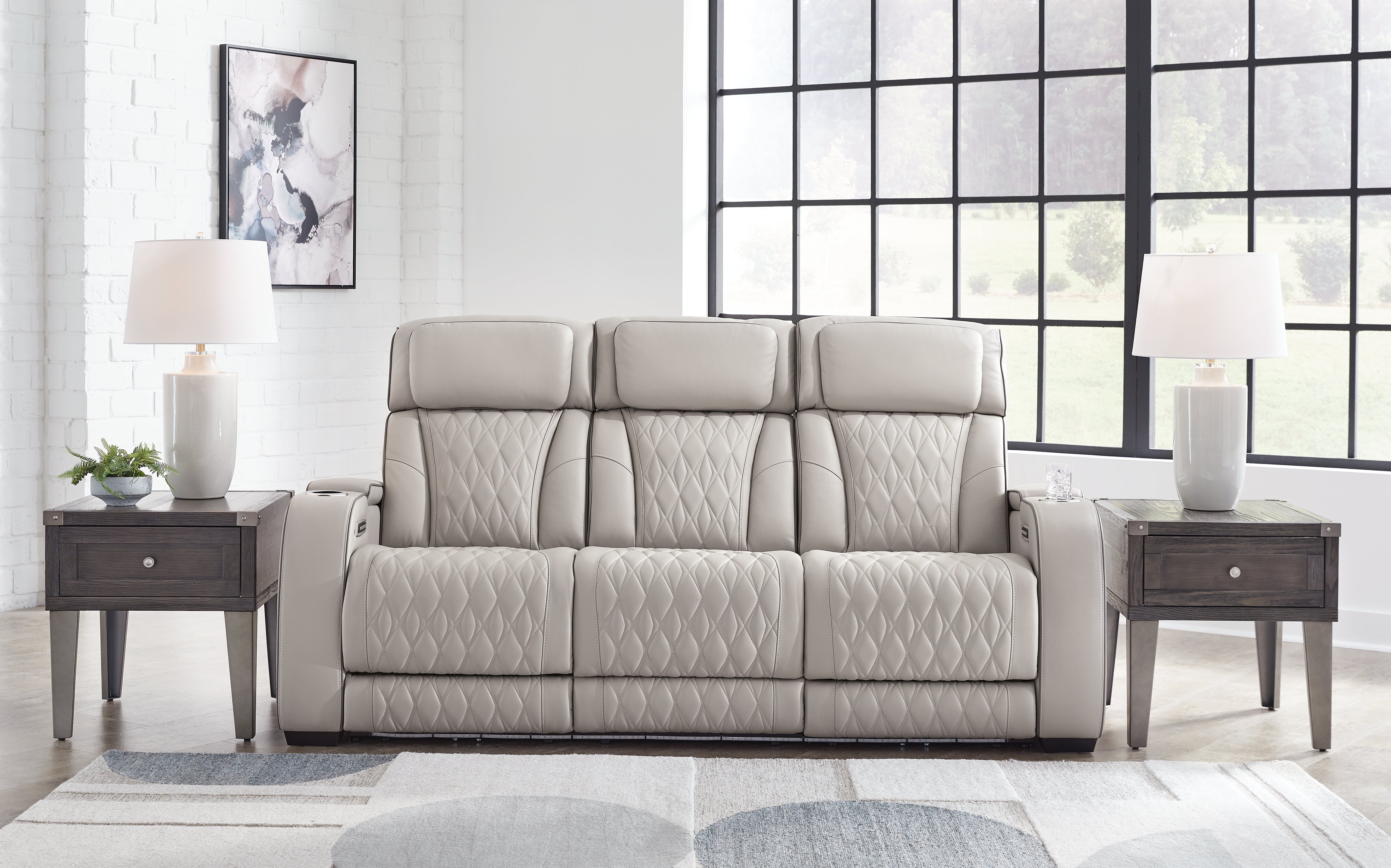 Elite Furniture Outlet - Ashley Furniture - Boyington Living Room - PWR REC Sofa with ADJ Headrest / Gray - U2710515