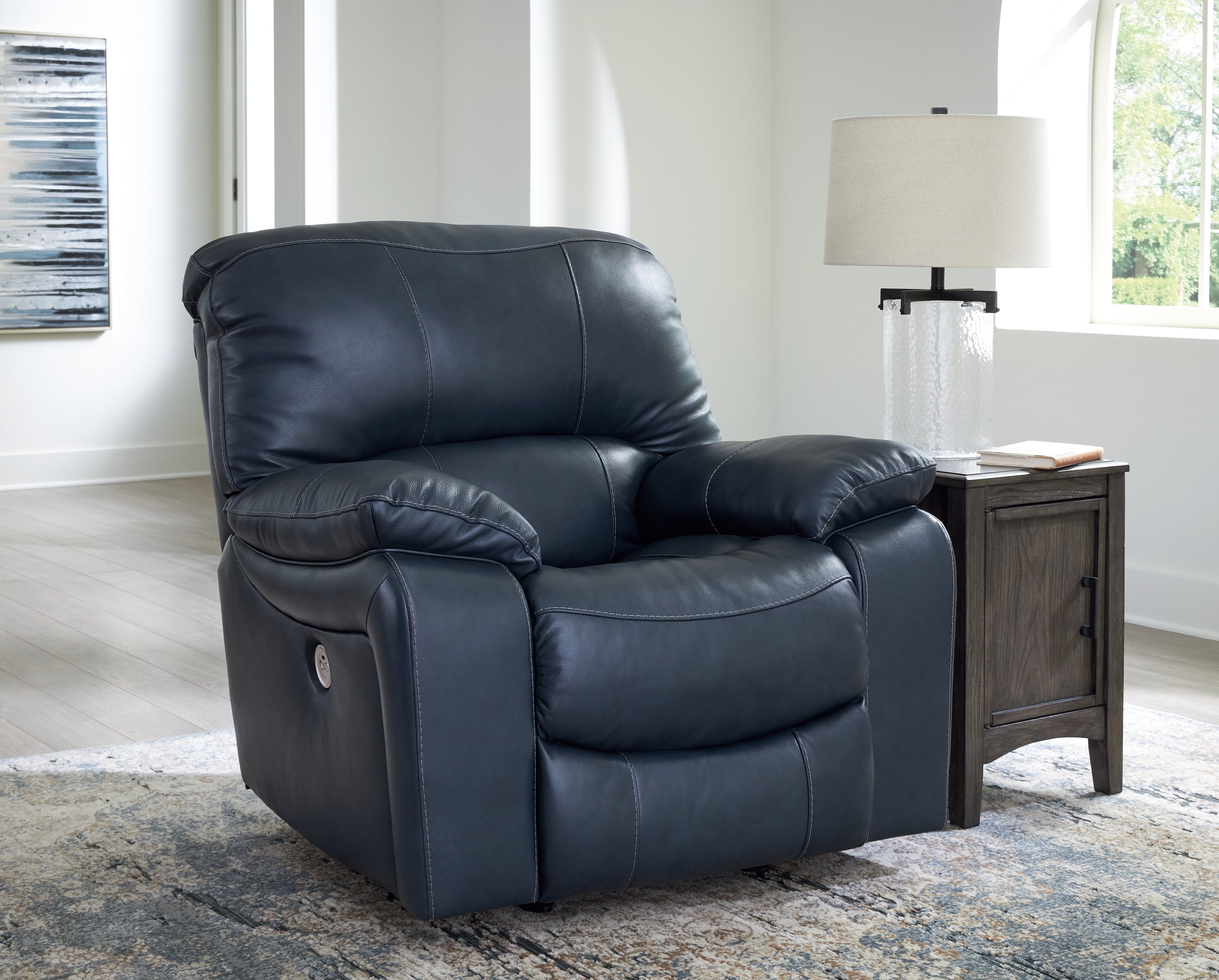 Elite Furniture Outlet - Ashley Furniture - Leesworth Living Room - Power Rocker Recliner / Ocean - U4380998