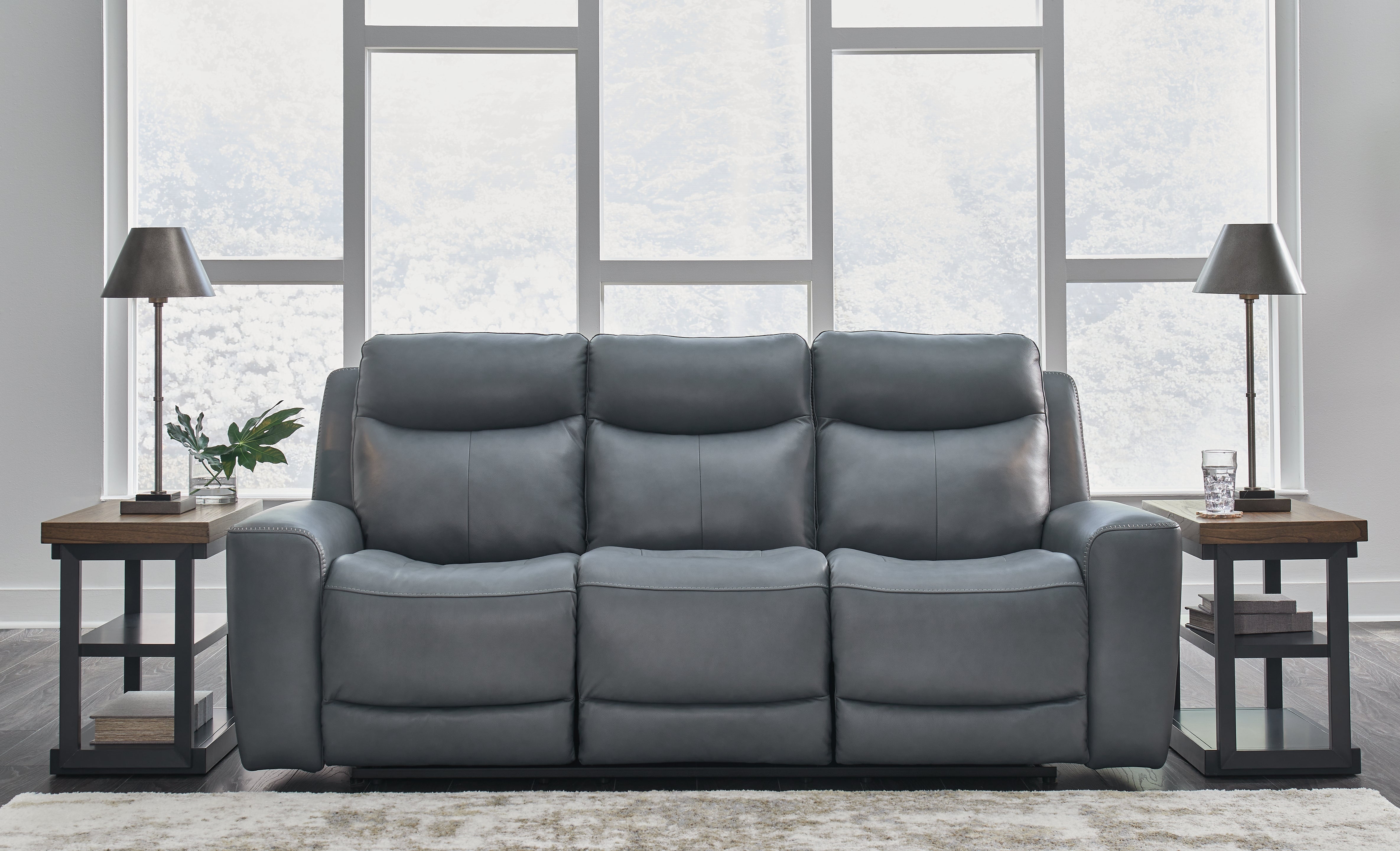 Elite Furniture Outlet - Ashley Furniture - Mindanao Living Room - PWR REC Sofa with ADJ Headrest / Steel - U5950415