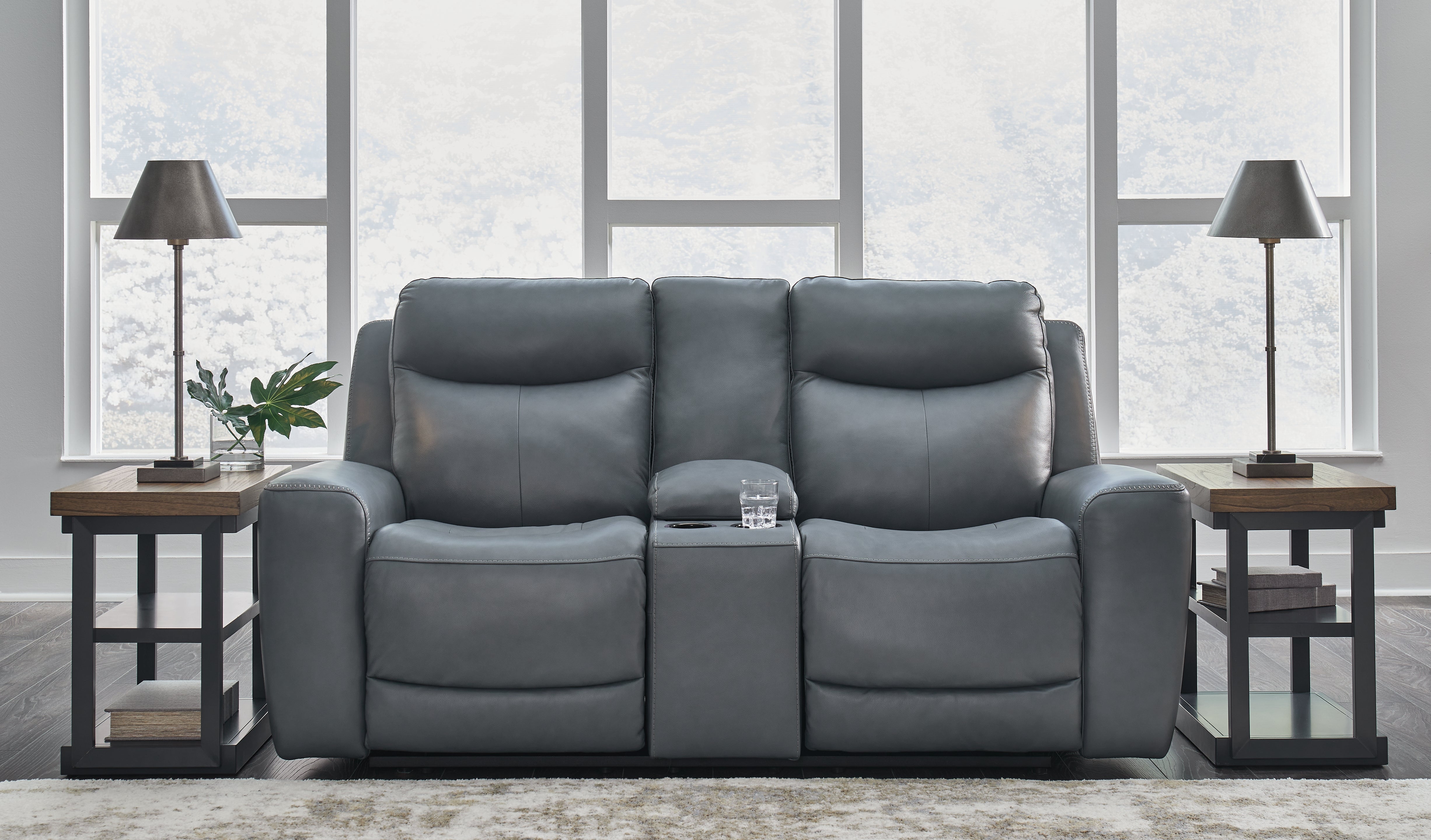 Elite Furniture Outlet - Ashley Furniture - Mindanao Living Room - PWR REC Loveseat/CON/ADJ HDRST / Steel - U5950418