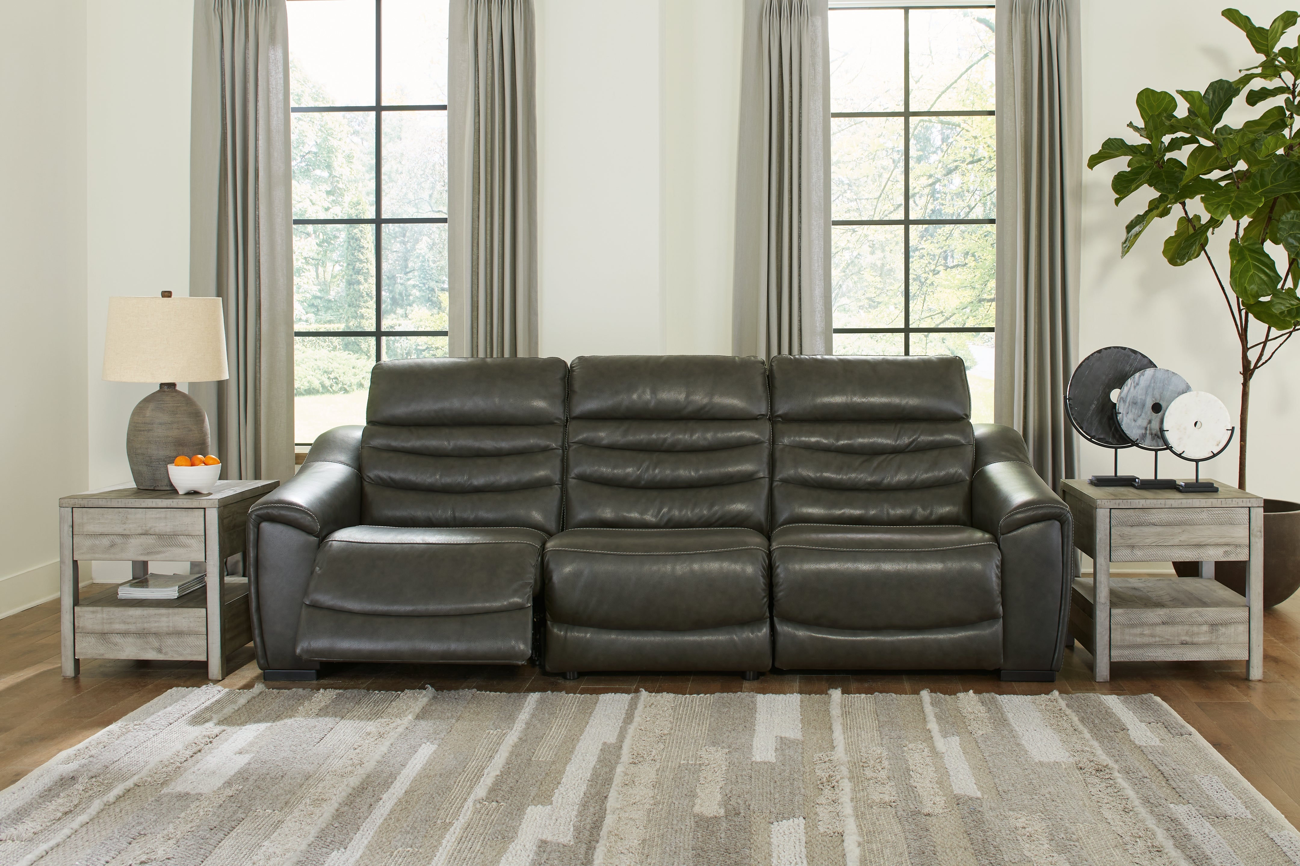 Elite Furniture Outlet - Ashley Furniture - Center Line Sectional - 3-Piece Power Reclining Sectional Sofa / Dark Gray - U63404S5