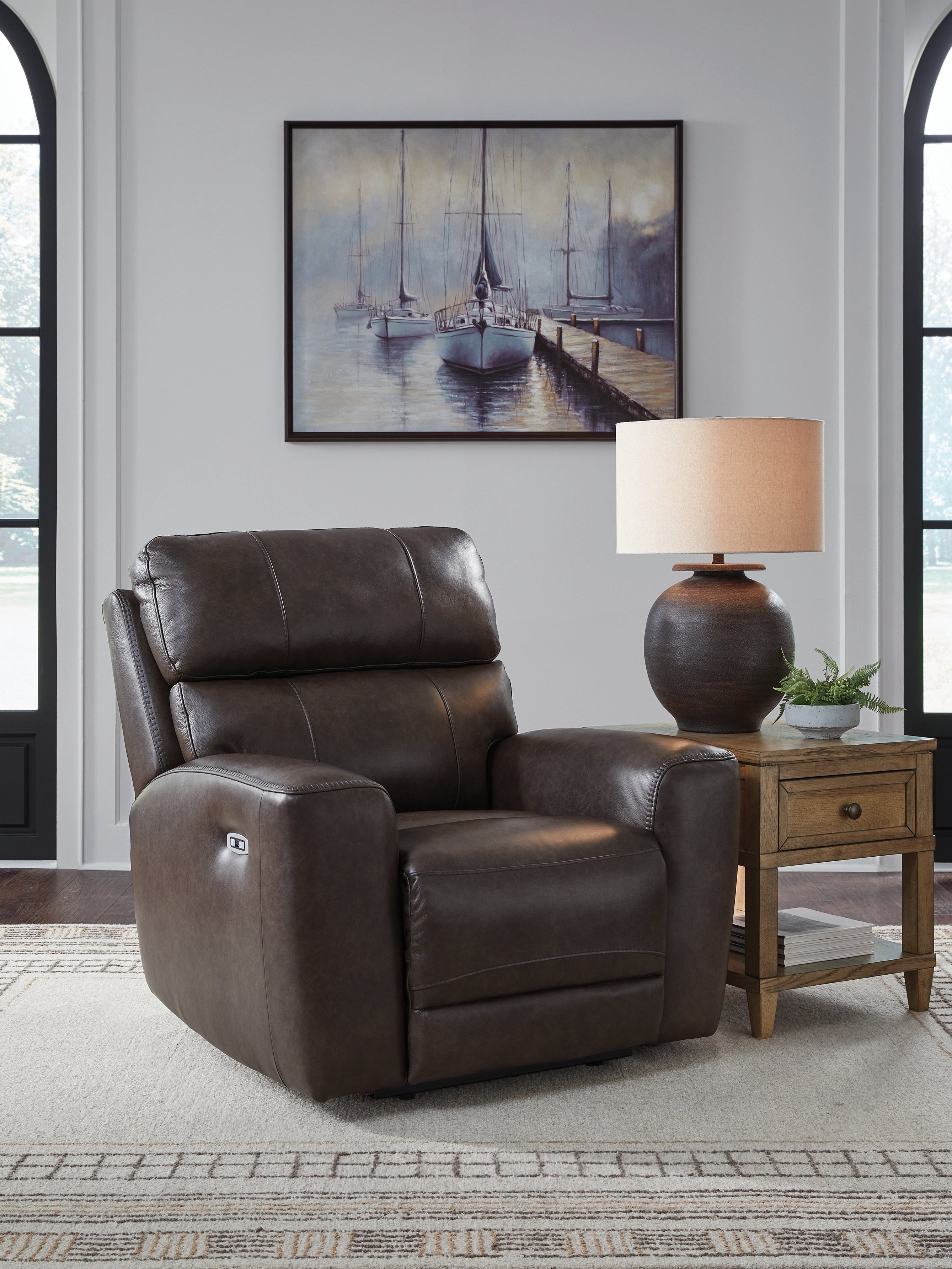 Elite Furniture Outlet - Ashley Furniture - Crossplex Living Room - PWR Recliner/ADJ Headrest / Smoke - PCU6450613