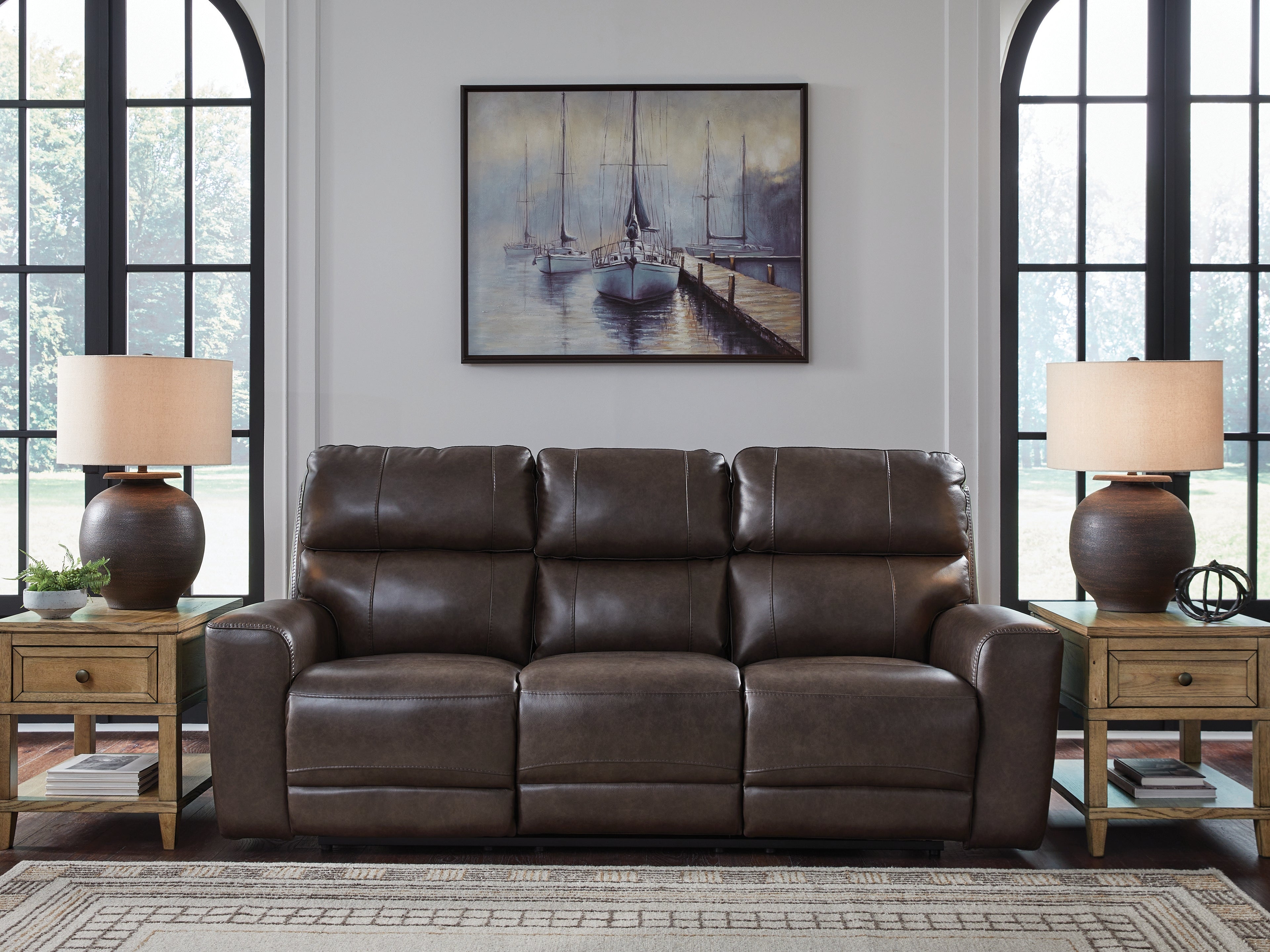 Elite Furniture Outlet - Ashley Furniture - Crossplex Living Room - PWR REC Sofa with ADJ Headrest / Smoke - PCU6450615