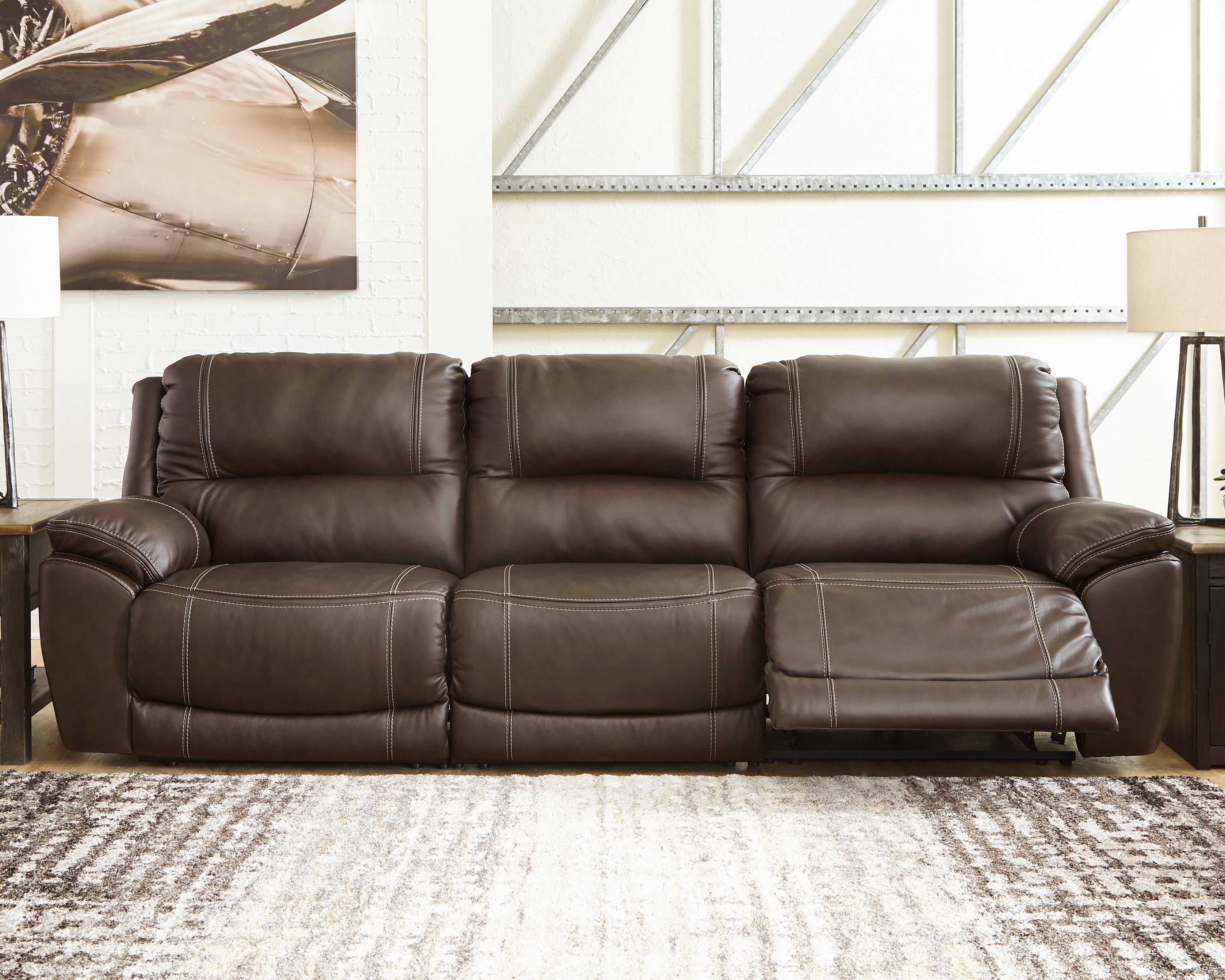Elite Furniture Outlet - Ashley Furniture - Dunleith Sectional - 3-Piece Power Reclining Sofa / Chocolate - U71604S5