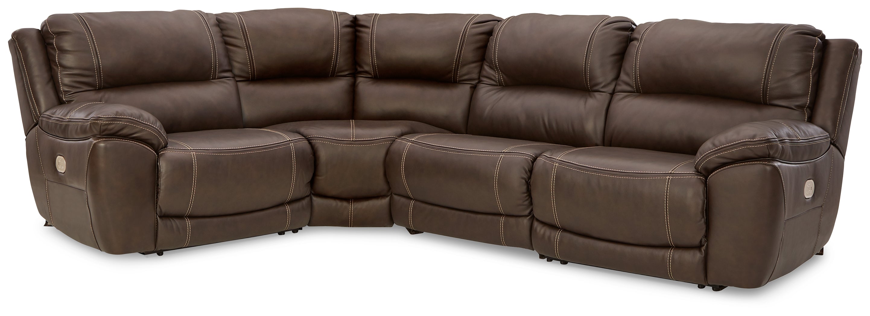 Elite Furniture Outlet - Ashley Furniture - Dunleith Sectional - 4-Piece Power Reclining Sectional / Chocolate - U71604S6