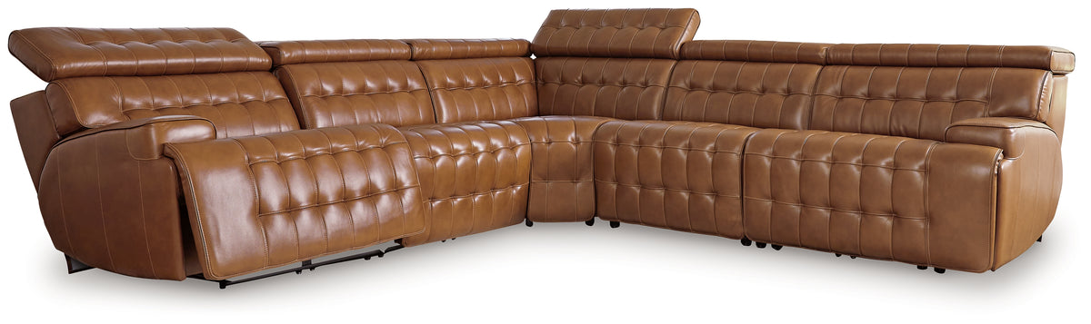 Elite Furniture Outlet - Ashley Furniture - Temmpton Sectional - 2-Piece Power Reclining Sectional Loveseat / Chocolate - U92708S1
