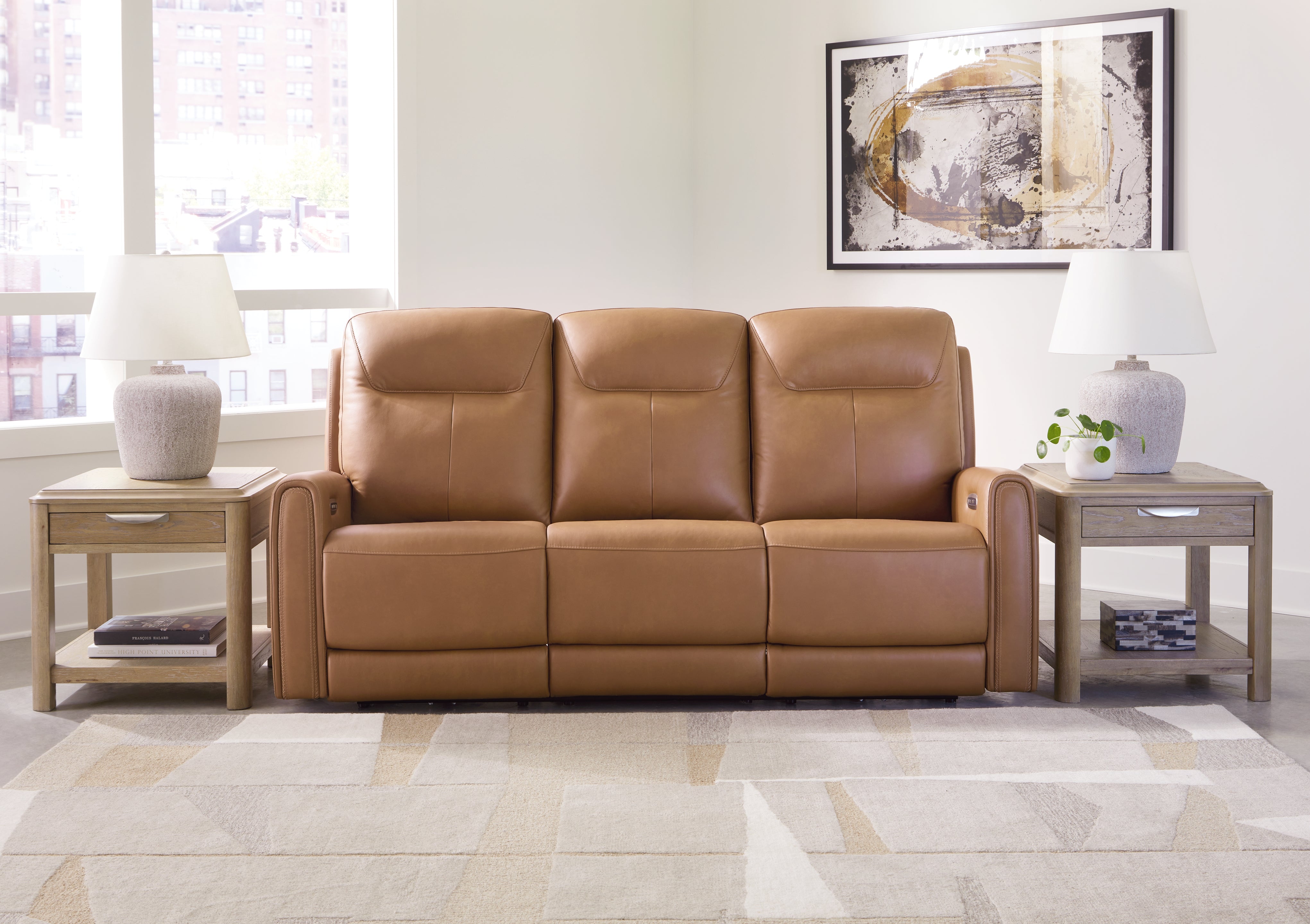 Elite Furniture Outlet - Ashley Furniture - Tryanny Living Room - PWR REC Sofa with ADJ Headrest / Butterscotch - U9370415