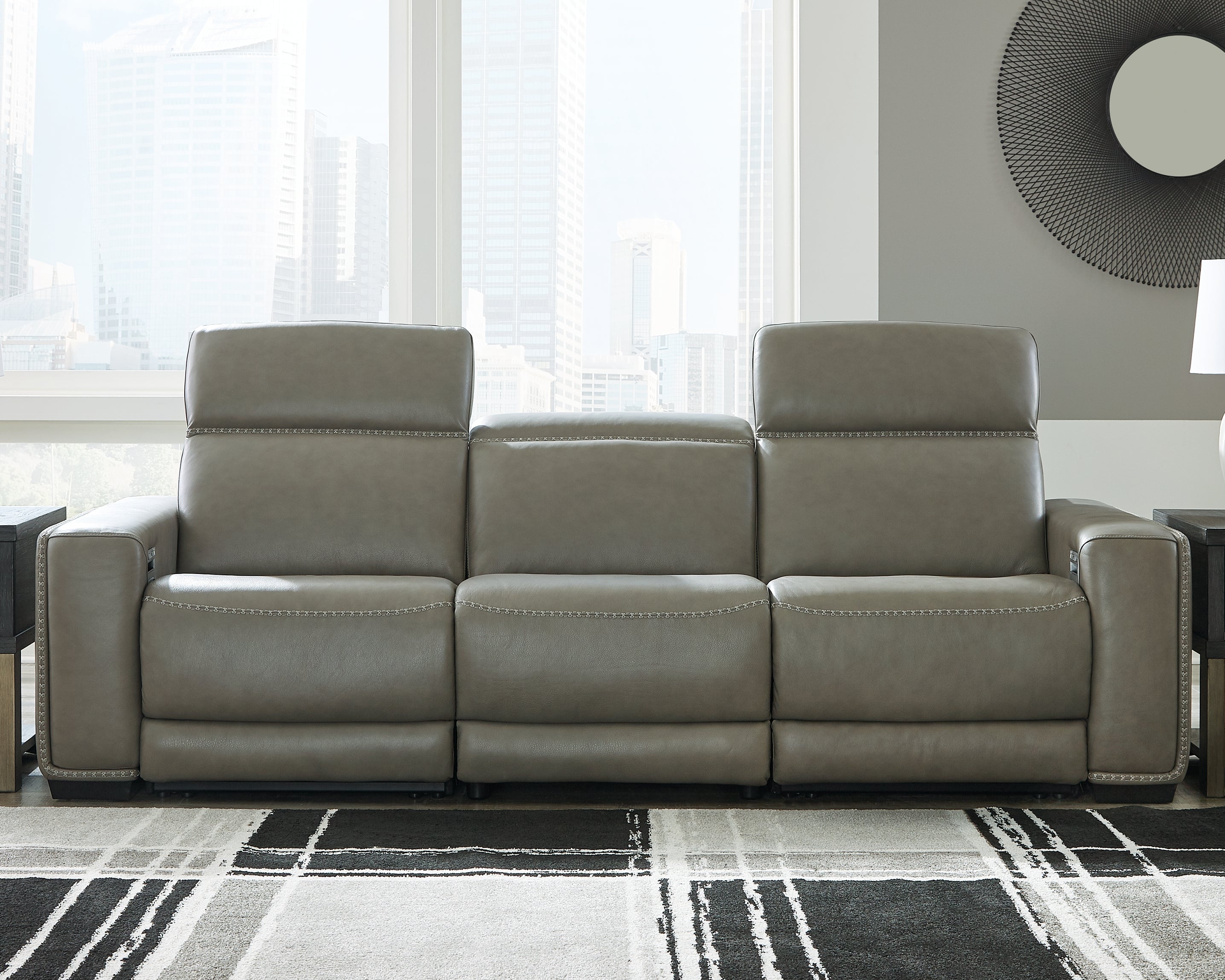 Elite Furniture Outlet - Ashley Furniture - Correze Sectional - 3-Piece Power Reclining Sectional Sofa / Gray - U94202S2