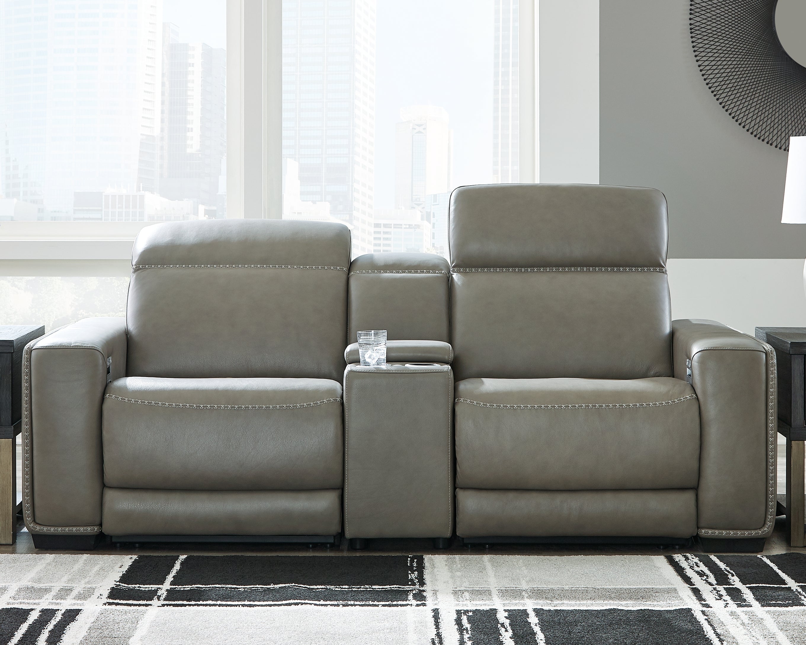 Elite Furniture Outlet - Ashley Furniture - Correze Sectional - 3-Piece Power Reclining Sectional Loveseat / Gray - U94202S3