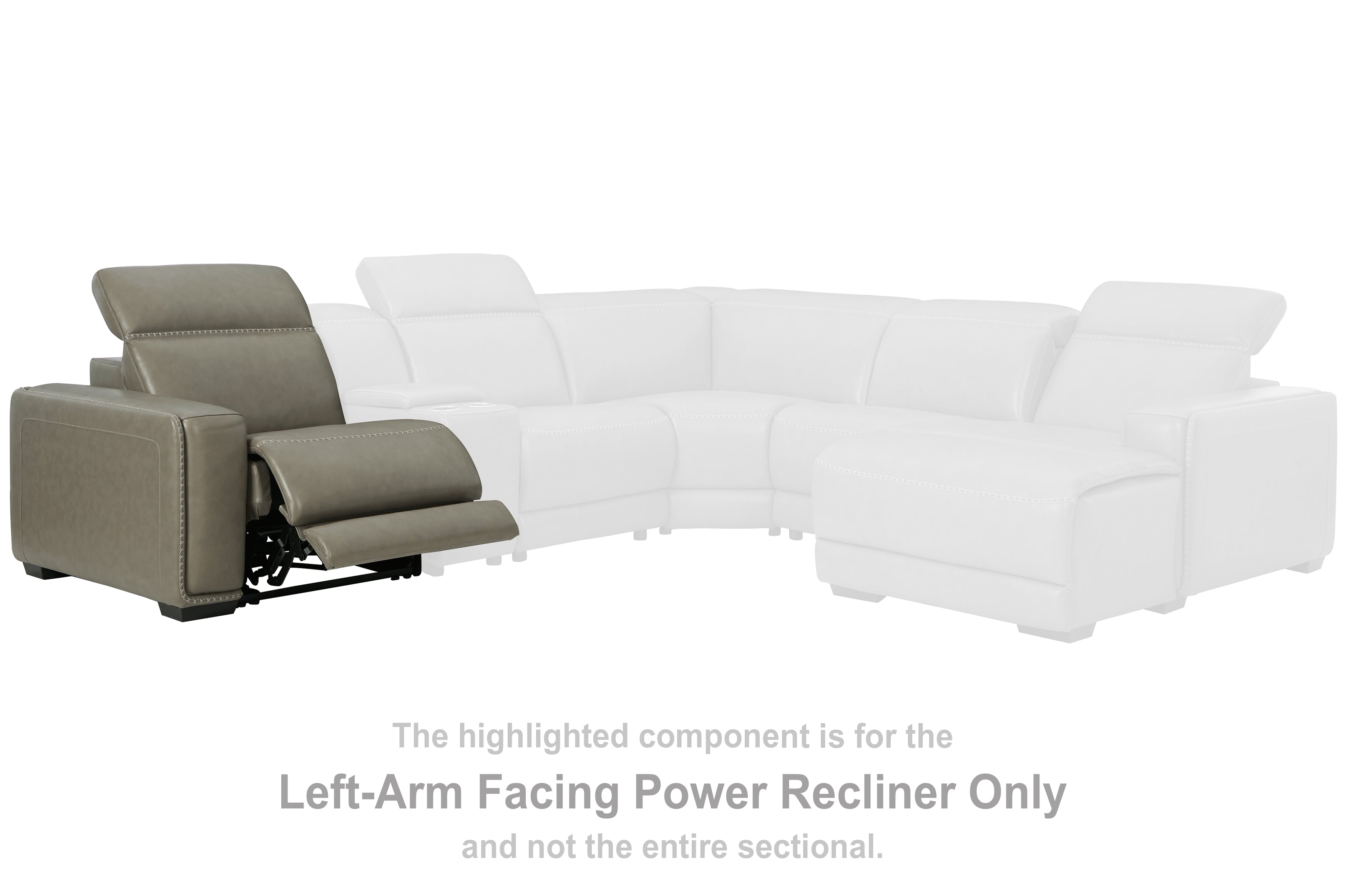 Elite Furniture Outlet - Ashley Furniture - Correze Sectional - LAF Zero Wall Power Recliner / Gray - U9420258