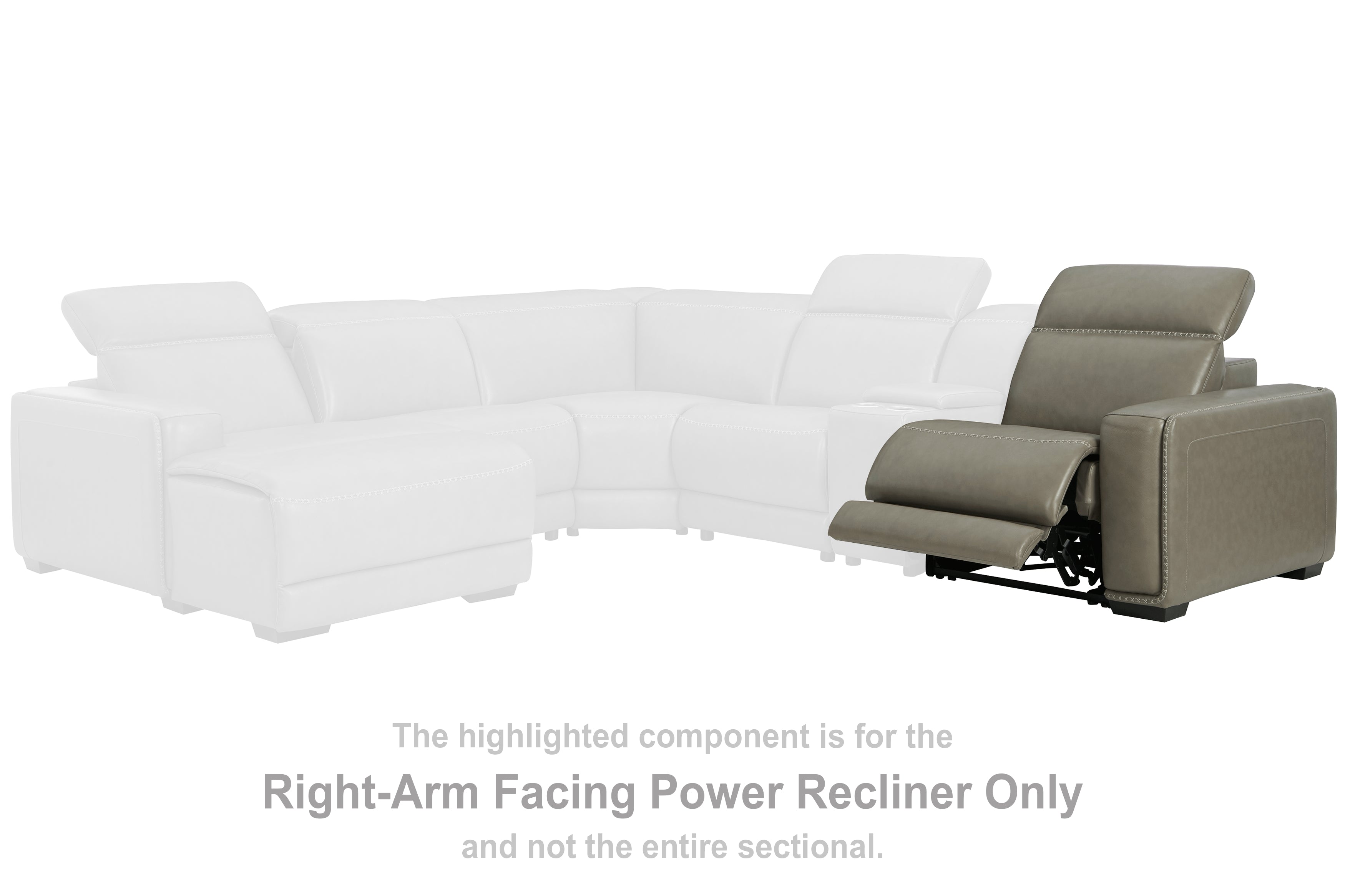 Elite Furniture Outlet - Ashley Furniture - Correze Sectional - RAF Zero Wall Power Recliner / Gray - U9420262